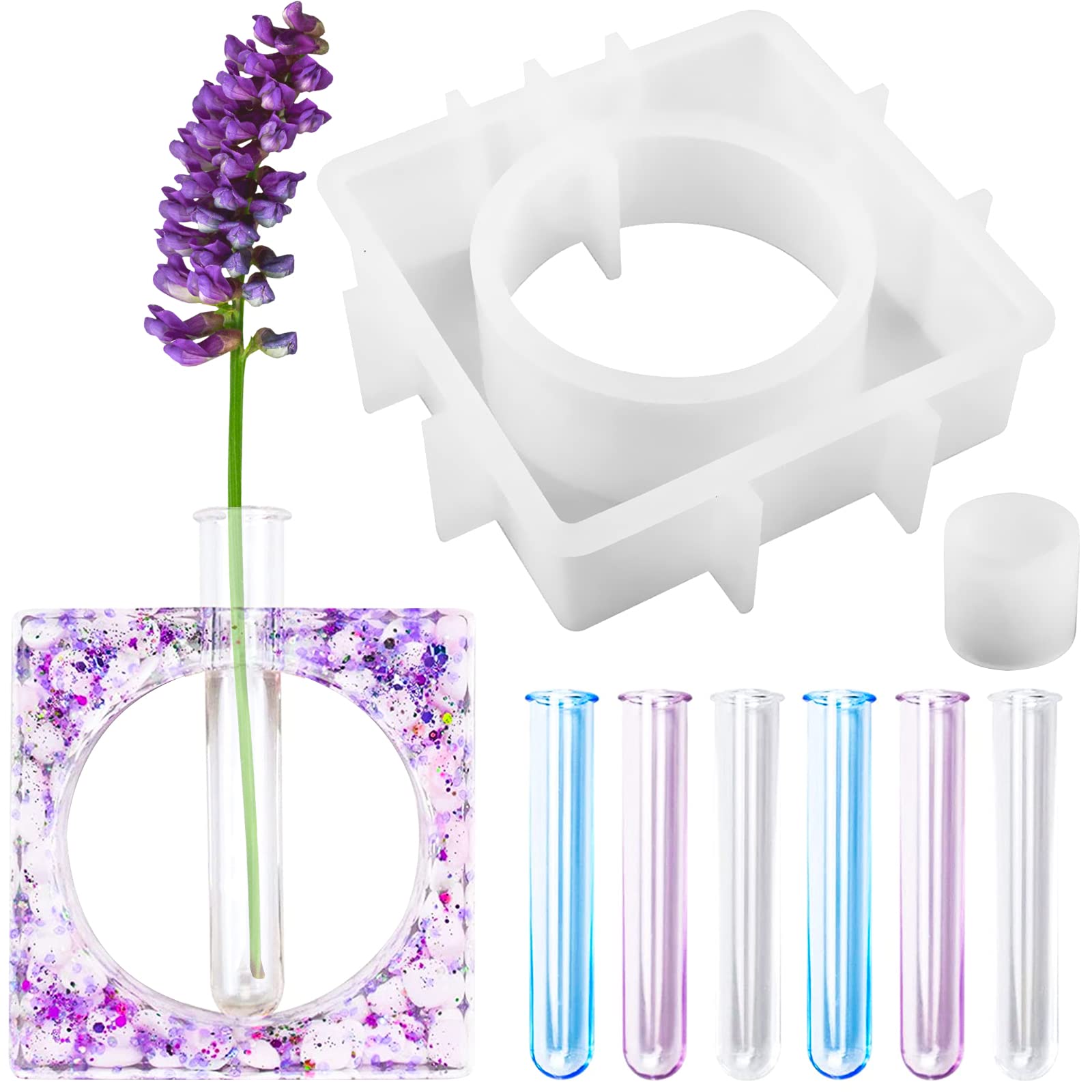Premium Silicone Resin Molds for Plant Propagation - 6 Test Tube Epoxy Vase Casting Mold for DIY Home Decor, Wedding Centerpieces & Botanical Displays