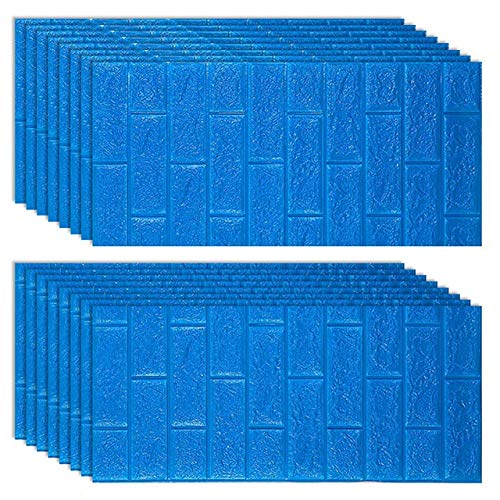 3D Brick Wall Stickers - Self-Adhesive Waterproof Wallpaper for Bedroom, Living Room, Kitchen & TV Backdrop Decor (35x77cm, 16-Piece Set, Dark Blue) - Perfect for Home Renovation, Accent Walls and DIY Interior Design Projects