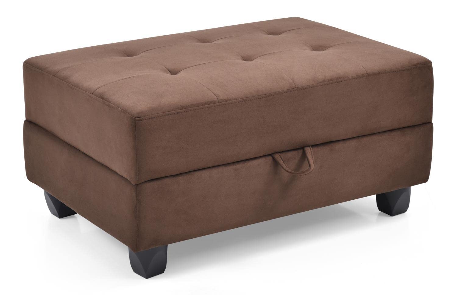 Glory Furniture Living Room Ottoman - Chocolate Brown Suede Storage Footrest - Perfect for Small Spaces, Extra Seating & Home Decor