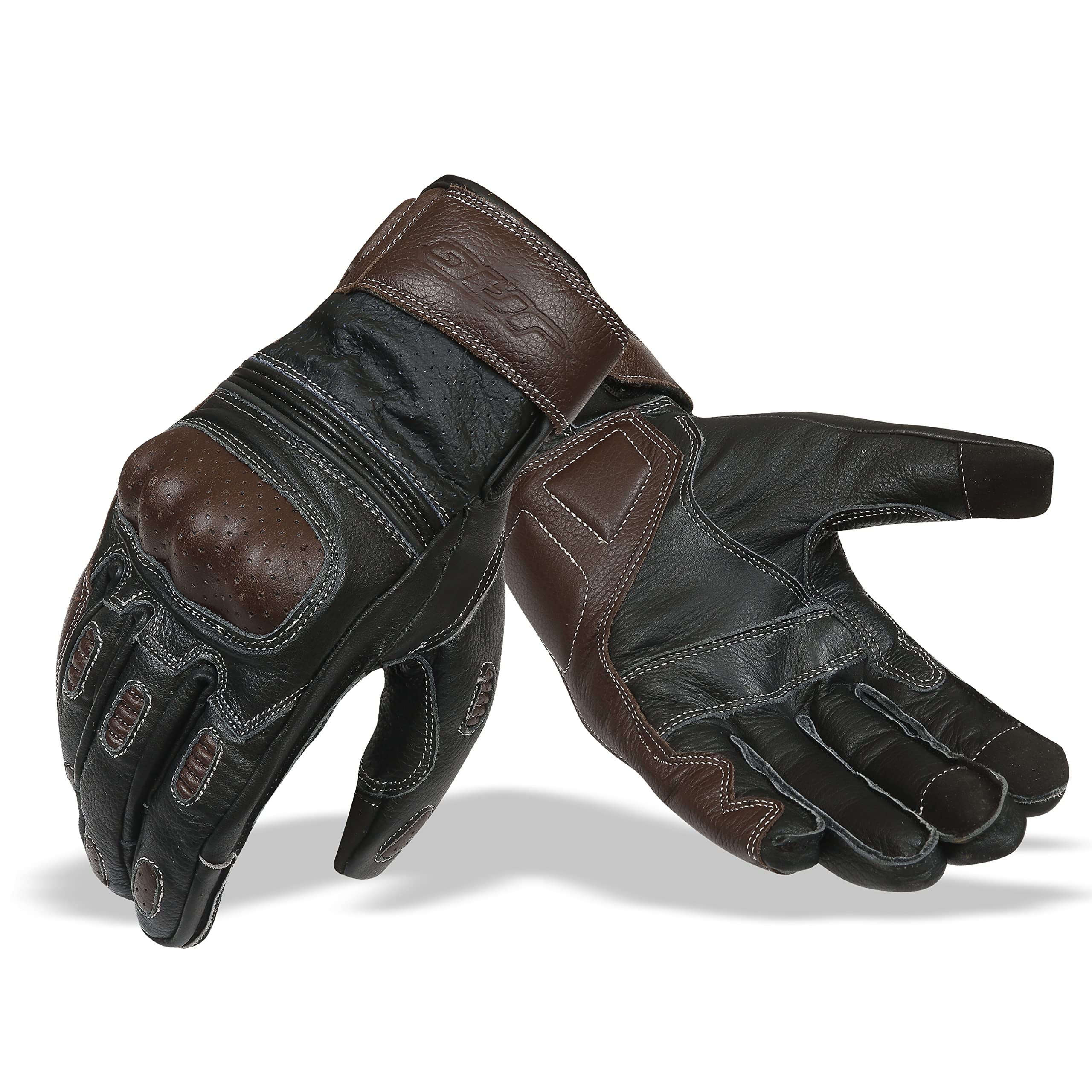 Leather Motorcycle Gloves for Men - Touchscreen & Knuckle Protection - Riding & Commuting