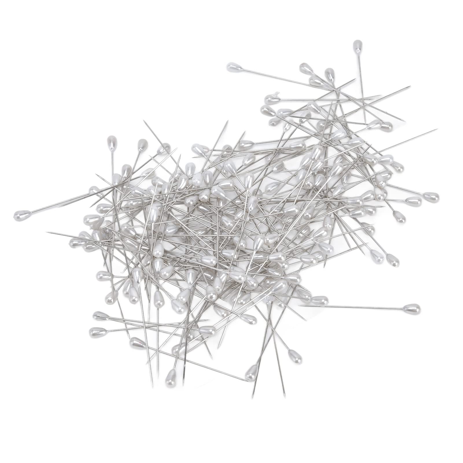 Silver White 55mm/2.2in Teardrop Pearl Head Pins - 200pcs Delicate Simulation Corsage Boutineer Pins for Women Sewing, DIY Crafts, Wedding Bouquets & Floral Arrangements