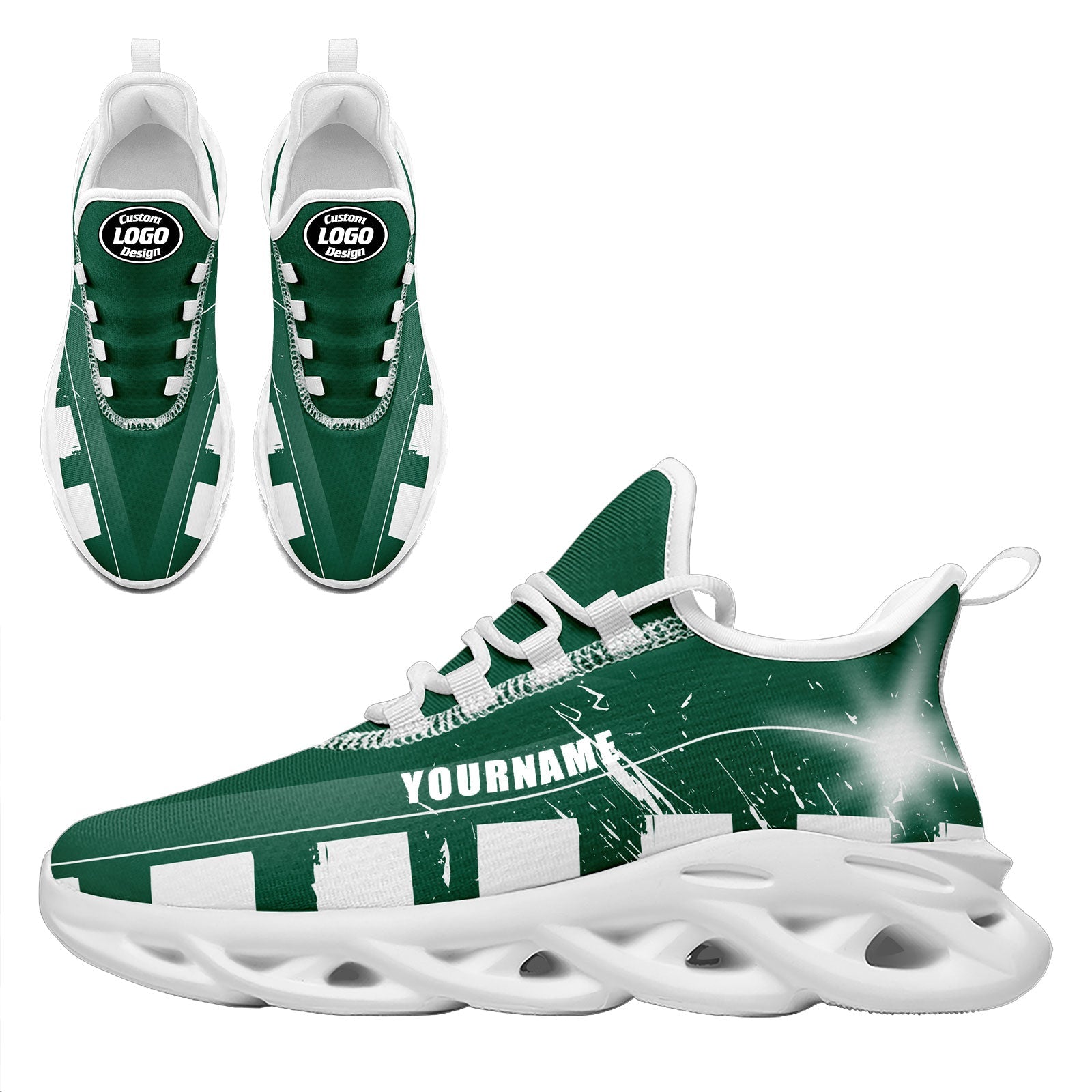 Custom Green & White New York Maxsoul Personalized Sneakers FN003 D020260 - Breathable Comfort Shoes for Walking, Running & Casual Wear - Size 28 Online Customization Available