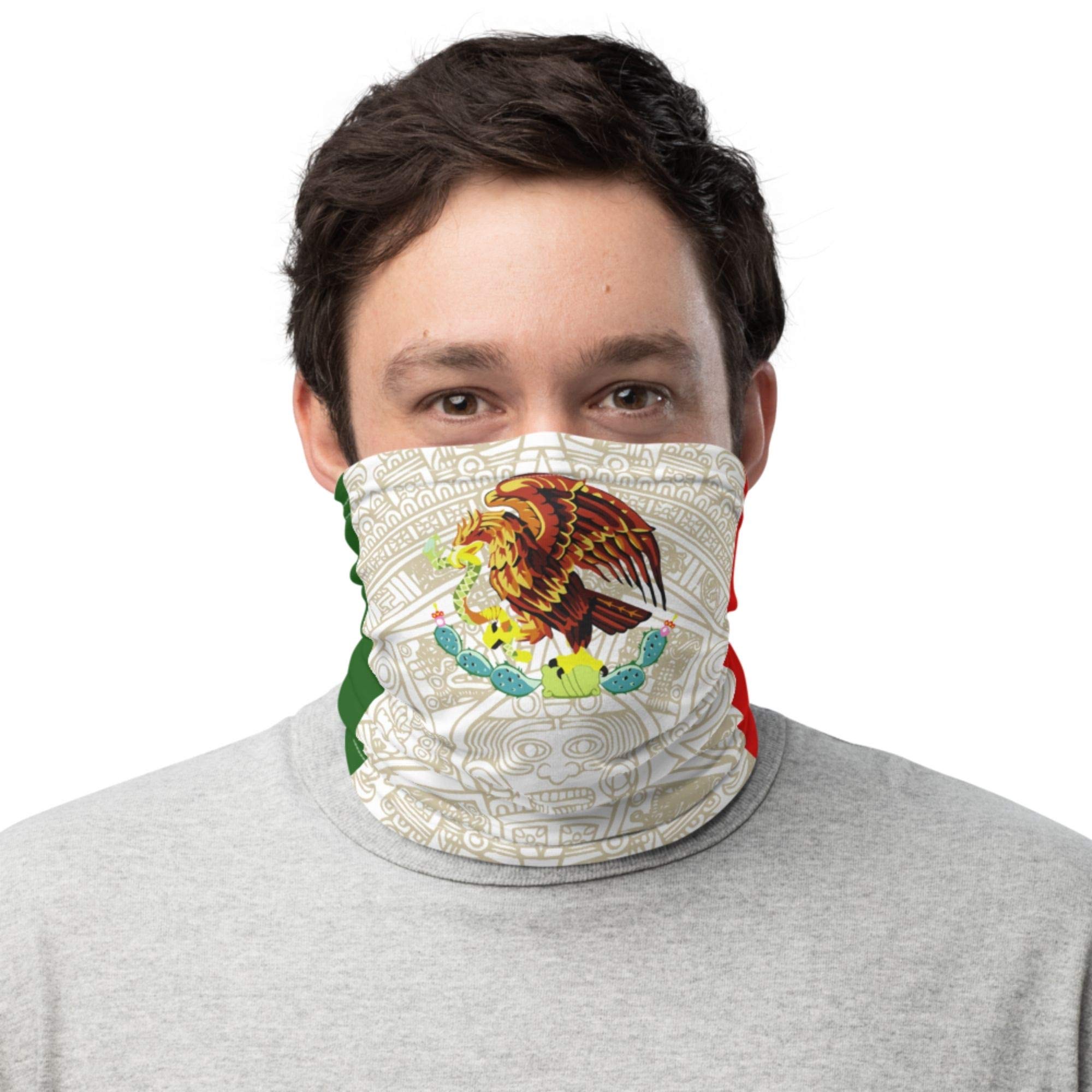 Mexico Aztec Gold Calendar Face Cover Neck Gaiter - UV Protection Bandana for Motorcycle, Cycling, Running & Outdoor Activities | Breathable Sun Shield for Sports & Daily Use