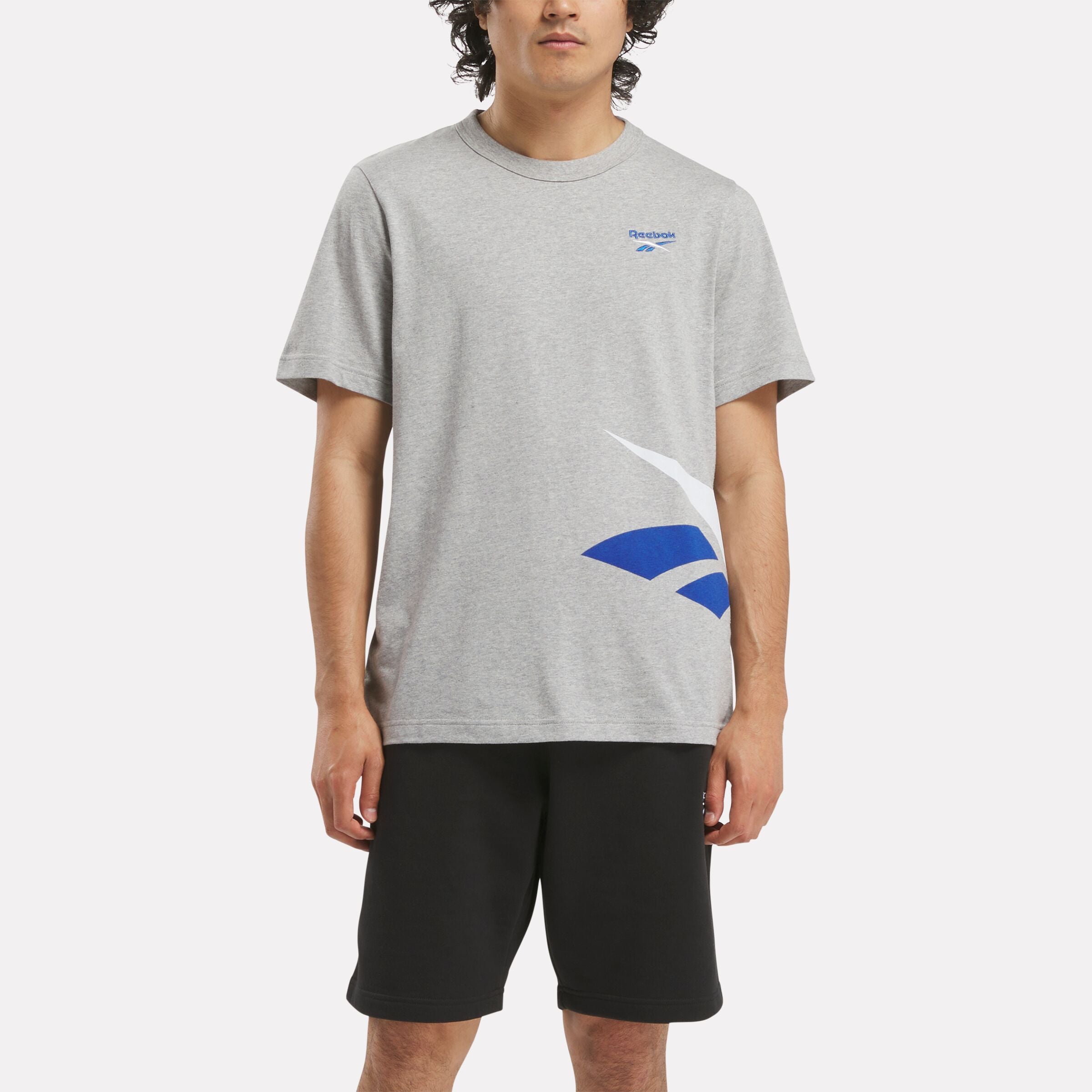 Reebok Identity Cross Check Men's T-Shirt - Medium Grey | Comfortable Casual Wear for Gym, Running & Everyday Outfits