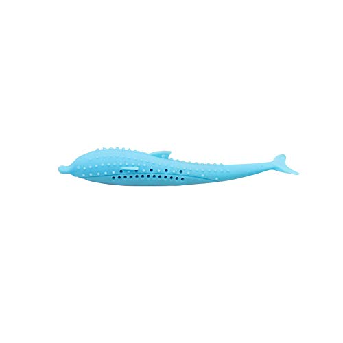 Refillable Catnip Fish Teaser Toy - Silicone Flop Cat Teeth Cleaning & Chewing Pet Toy with Catnip, Blue (17x2.5cm) - Interactive Play & Dental Care for Indoor Cats