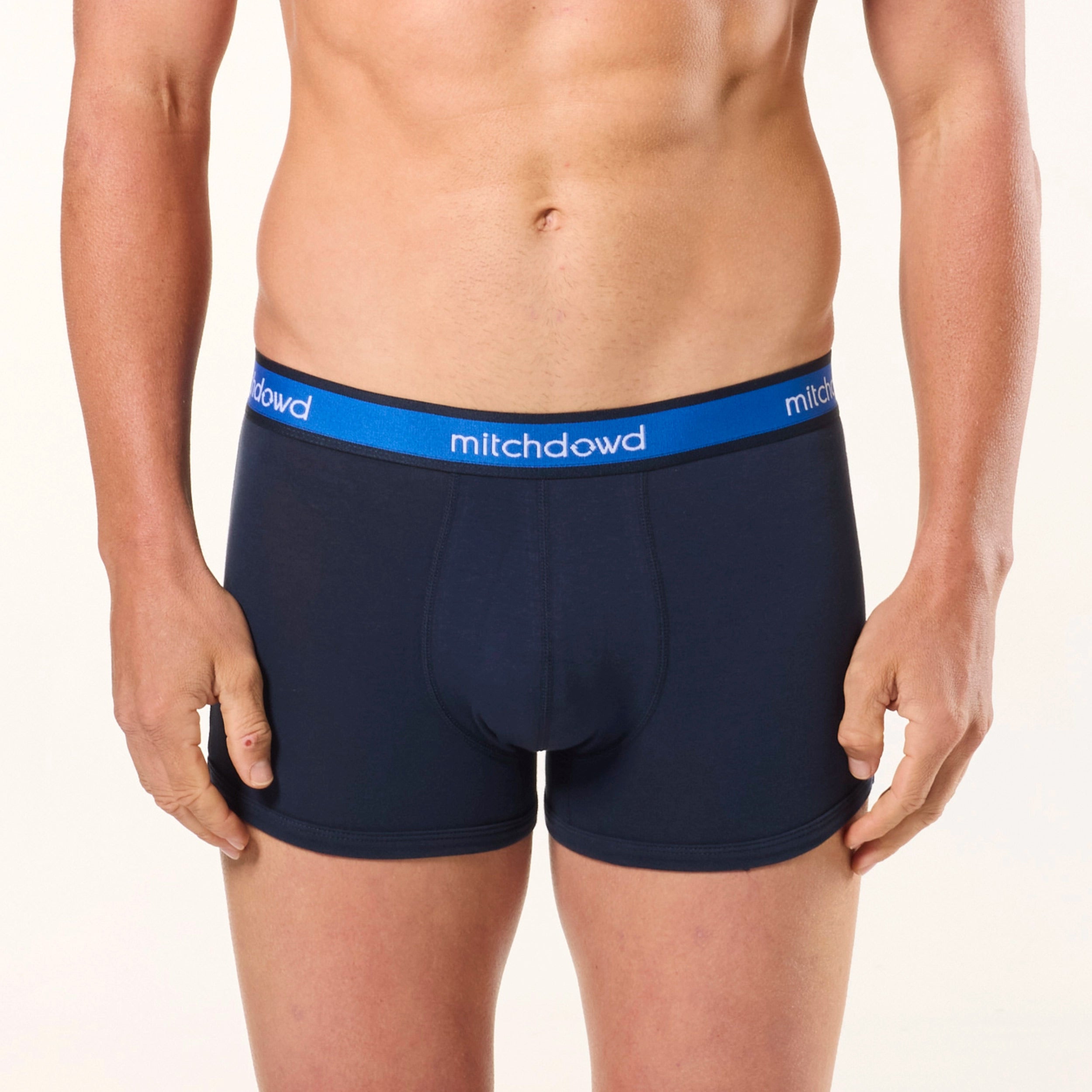 Men's Comfortable Plain Cotton Trunk Underwear - Navy Blue - Soft Breathable Boxer Briefs for Everyday Wear, Workout & Sleep