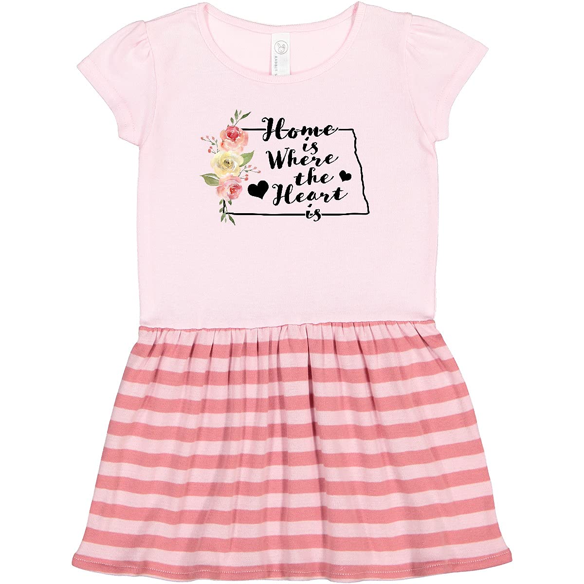 Inktastic North Dakota Home is Where The Heart is Watercolor Print Toddler Dress - Cute Outfit for Baby Girls, Playdates & Family Photos
