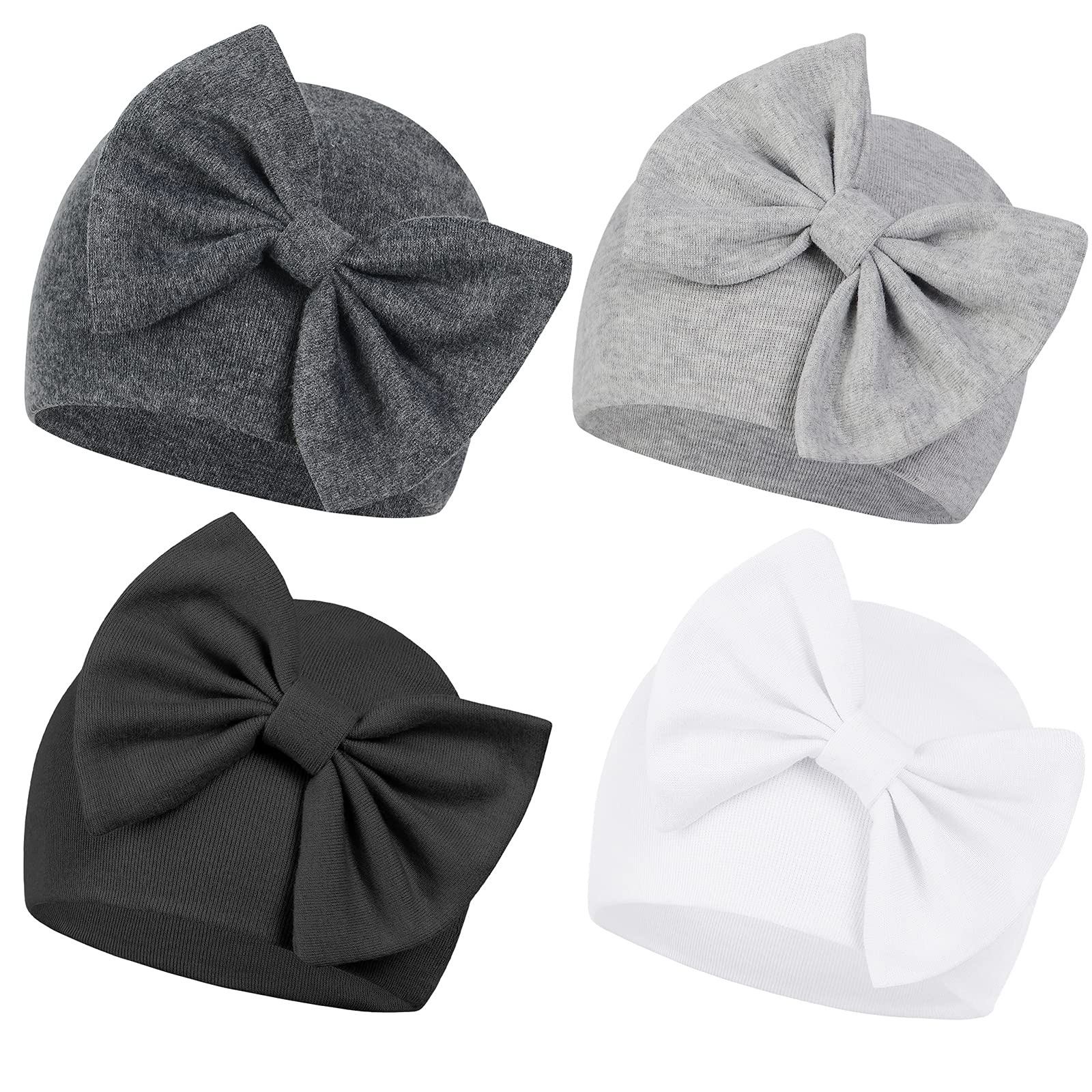 American Trends Baby Girls Hats with Bows - Newborn Beanie for 0-6 Months - Soft Infant Hats for Hospital, Photography & Everyday Use