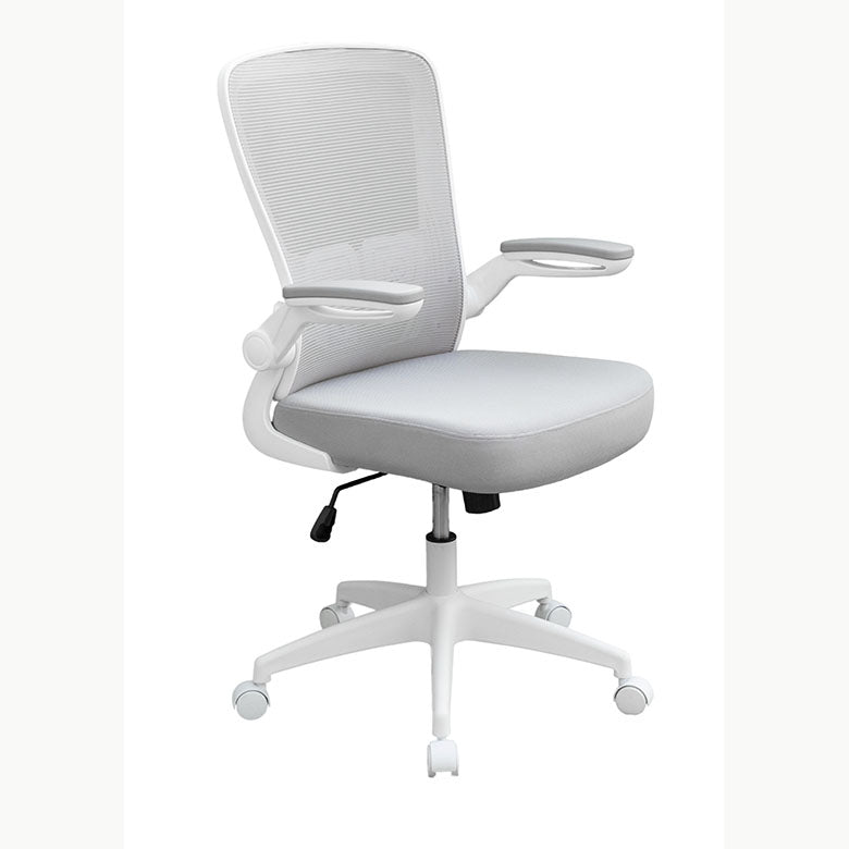 Boss B6366WT Grey Mesh Ergonomic Flip Arm Task Chair with White Frame - Perfect for Home Office, Gaming & Workspace Comfort