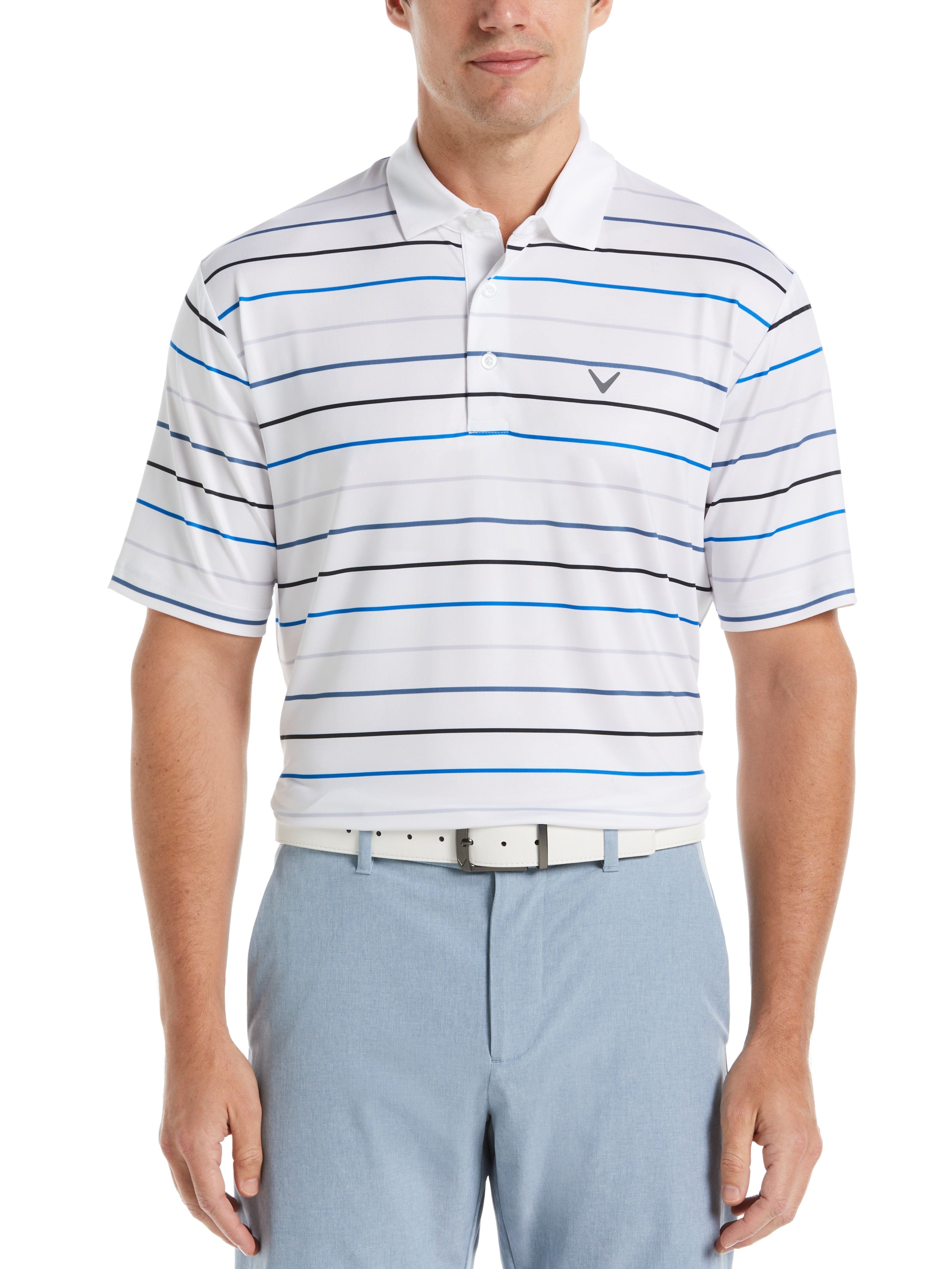 Men's Roadmap Stripe Golf Polo Shirt - Breathable Quick-Dry Performance Tee for Golf, Tennis & Casual Wear