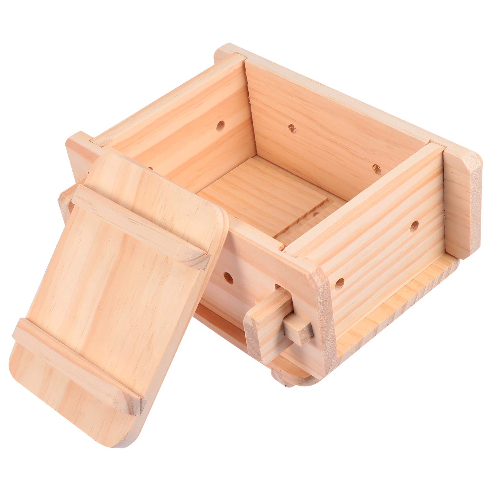 DOITOOL Wooden Tofu Press & Cheese Press - Manual Feta, Soybean Curds, Goat Cheese, Paneer & Vegan Nut Cheese Maker (22.5x19.5x10.5cm) for Home Kitchen, DIY Cheese Making & Healthy Vegan Cooking