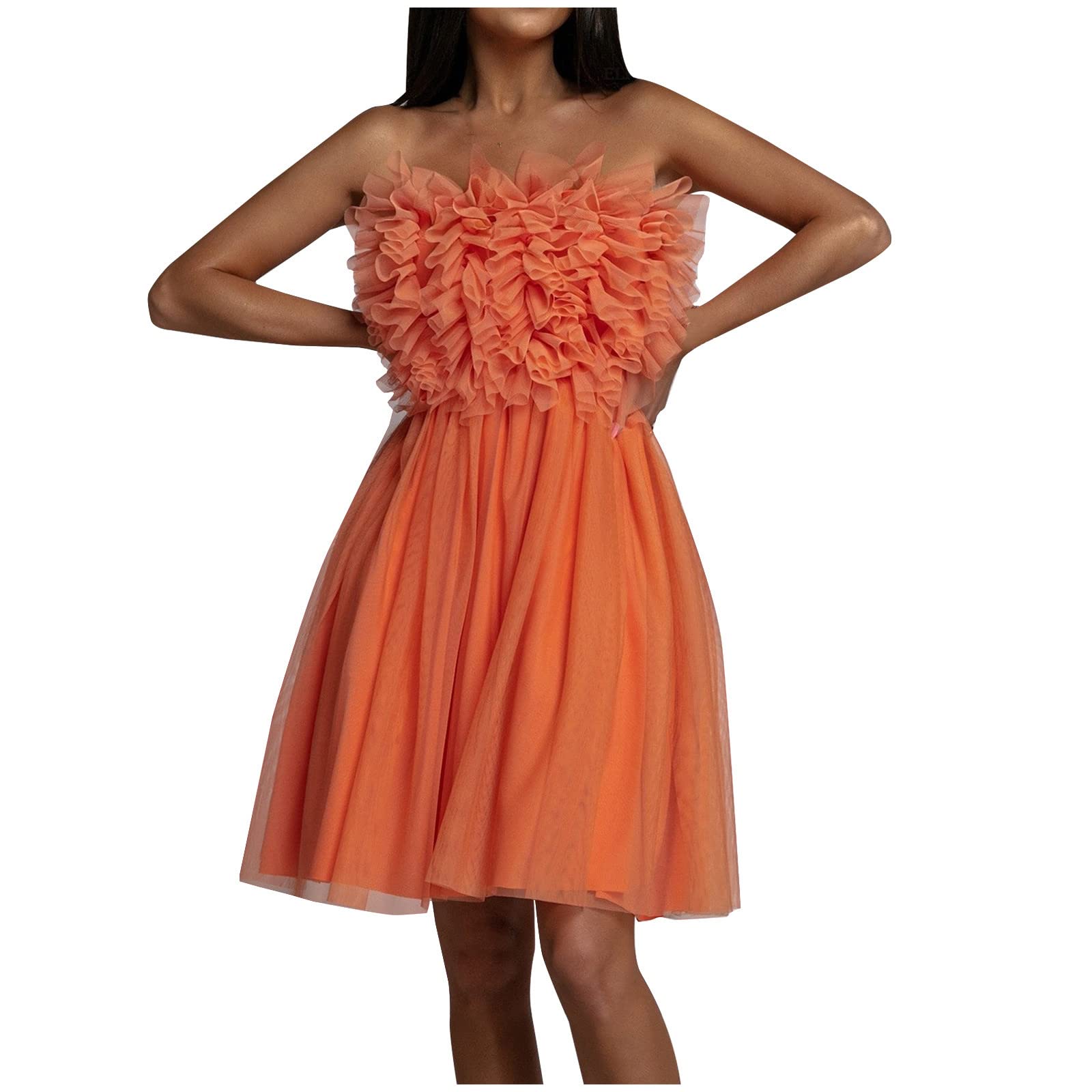 MIANHT Women's Plus Size Maxi Dress - Sexy Sleeveless Solid Strapless Backless Mini Dress for Summer, Beach, Party & Special Occasions