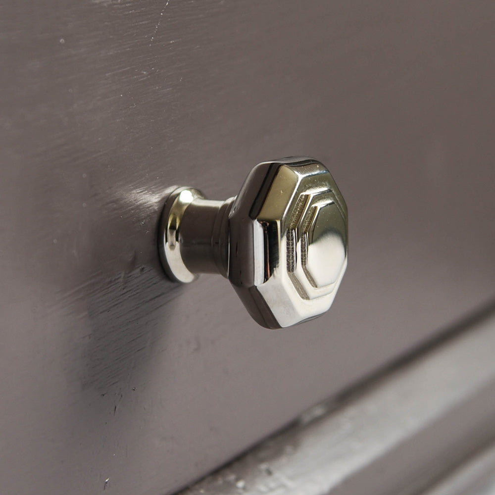Polished Nickel Flat Octagonal Cabinet Knob - Modern Kitchen & Bathroom Hardware for Drawers and Cabinets - Perfect for Home Renovation & DIY Projects