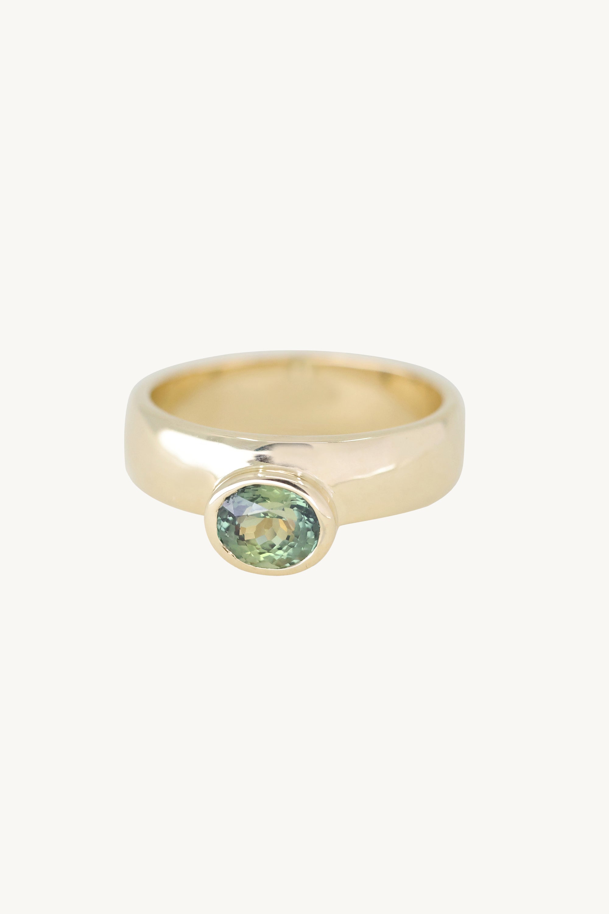 14K Yellow Gold Ellipse Gypsy Band Ring for Women - Elegant Wedding, Engagement & Everyday Jewelry