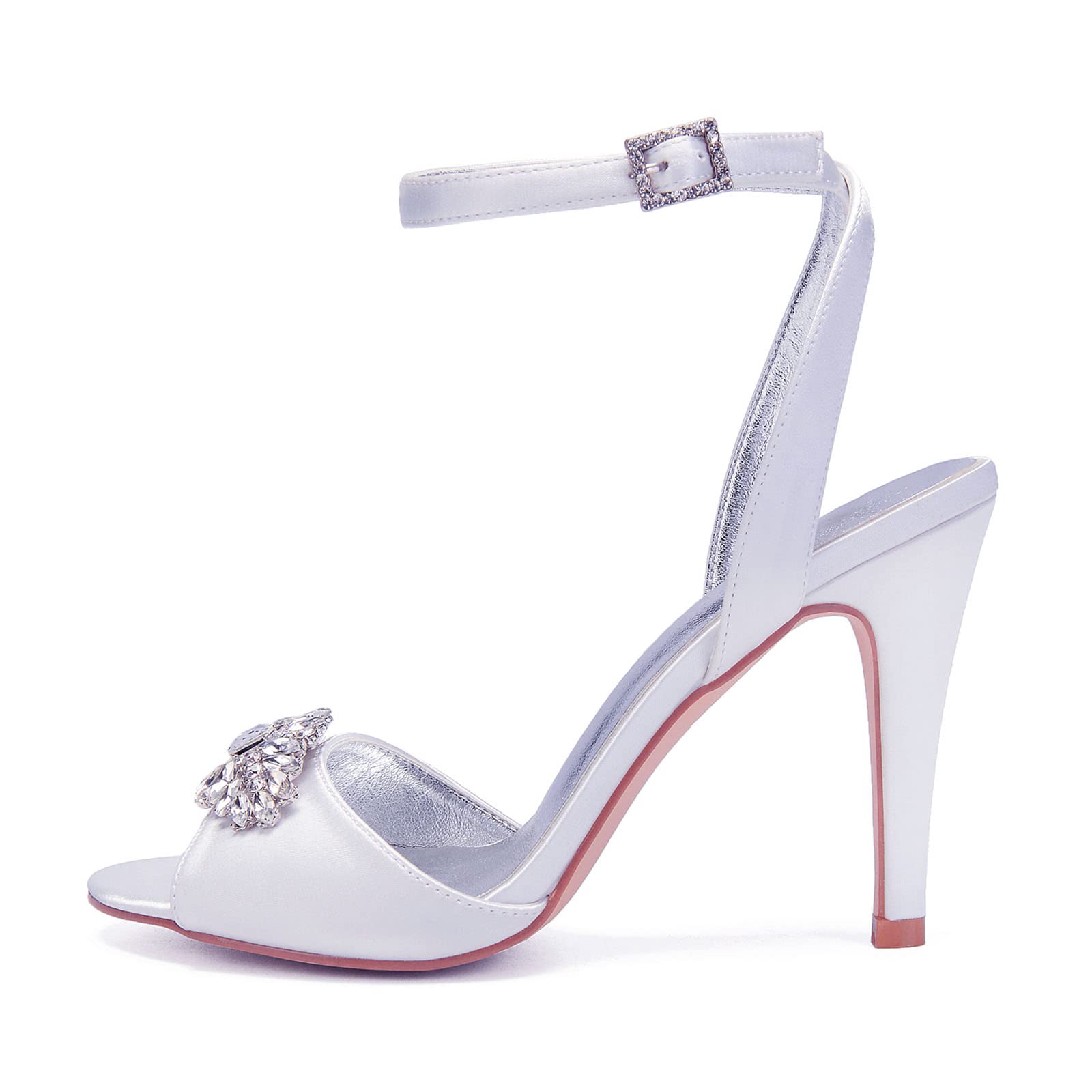SAXTZDS Women's Crystal High Heel Sandals - Elegant Stiletto Wedding Shoes for Bride, Evening Party & Prom Dress Pumps - Perfect for Bridal Showers, Red Carpet Events & Formal Occasions