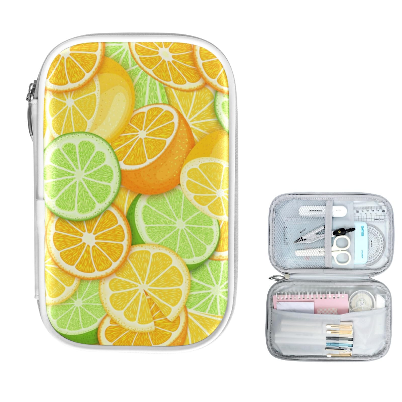 ZZKKO Summer Lemon Orange Pencil Case - Zippered School & Office Stationery Organizer, Makeup Cosmetic Bag Pouch for Women & Girls - Perfect for Backpack, Desk & Travel Essentials