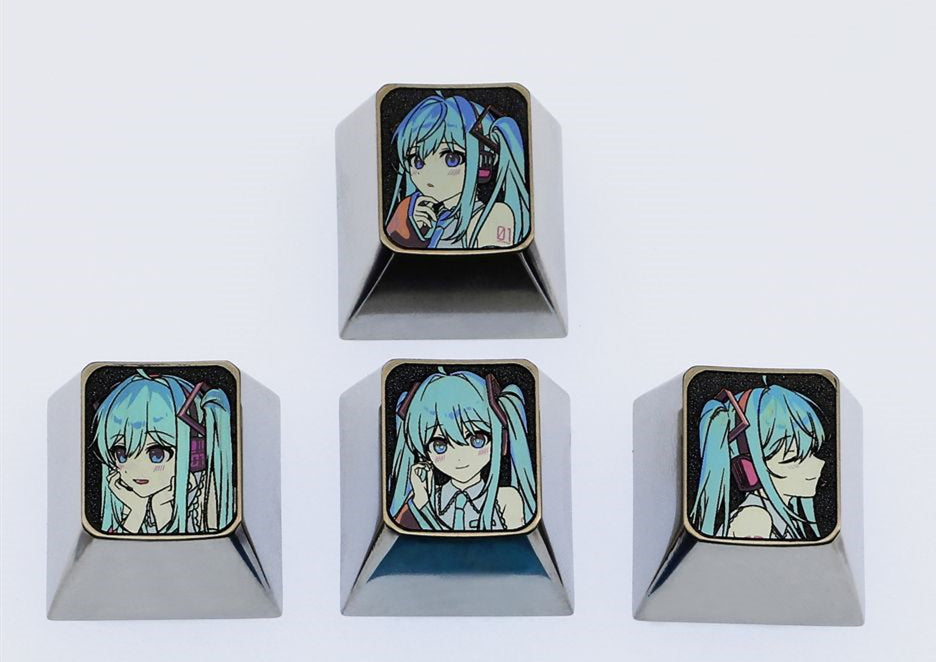 Hatsune Miku Titanium Alloy Keycap Set - Custom Directional Keycaps for Mechanical Keyboards - Perfect for Anime Fans, Gaming Enthusiasts & Keyboard Customization