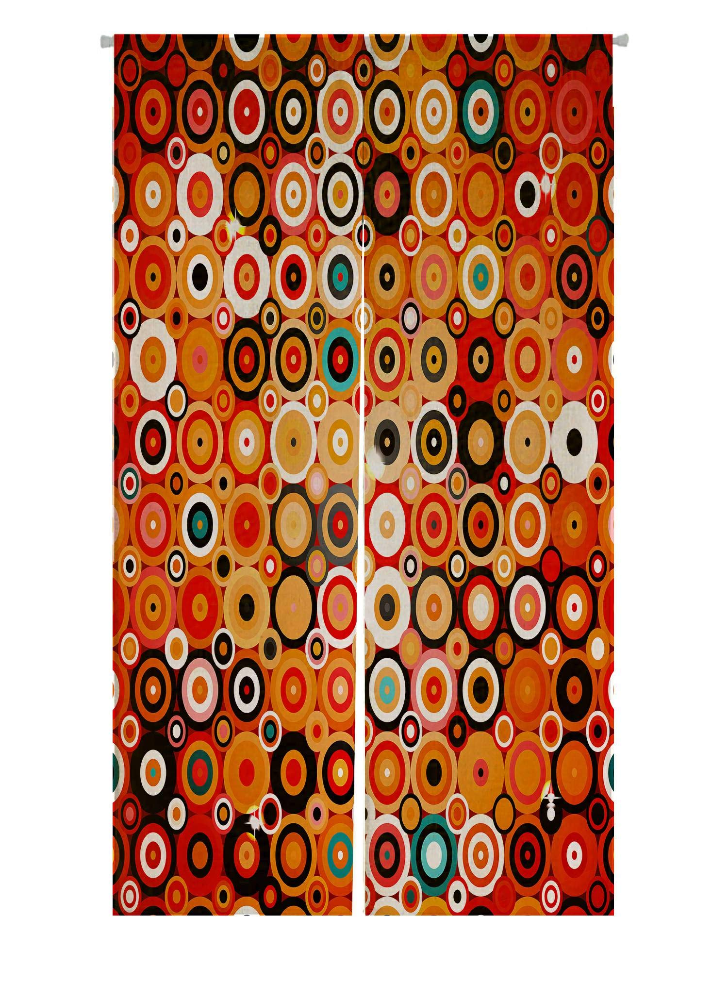 ECZJNT Abstract Geometric Dots and Circles Japanese Noren Curtain - Cotton Linen Doorway Door Window Treatment (85x150cm) - Perfect for Home Decor, Room Dividers & Asian-Inspired Interior Design