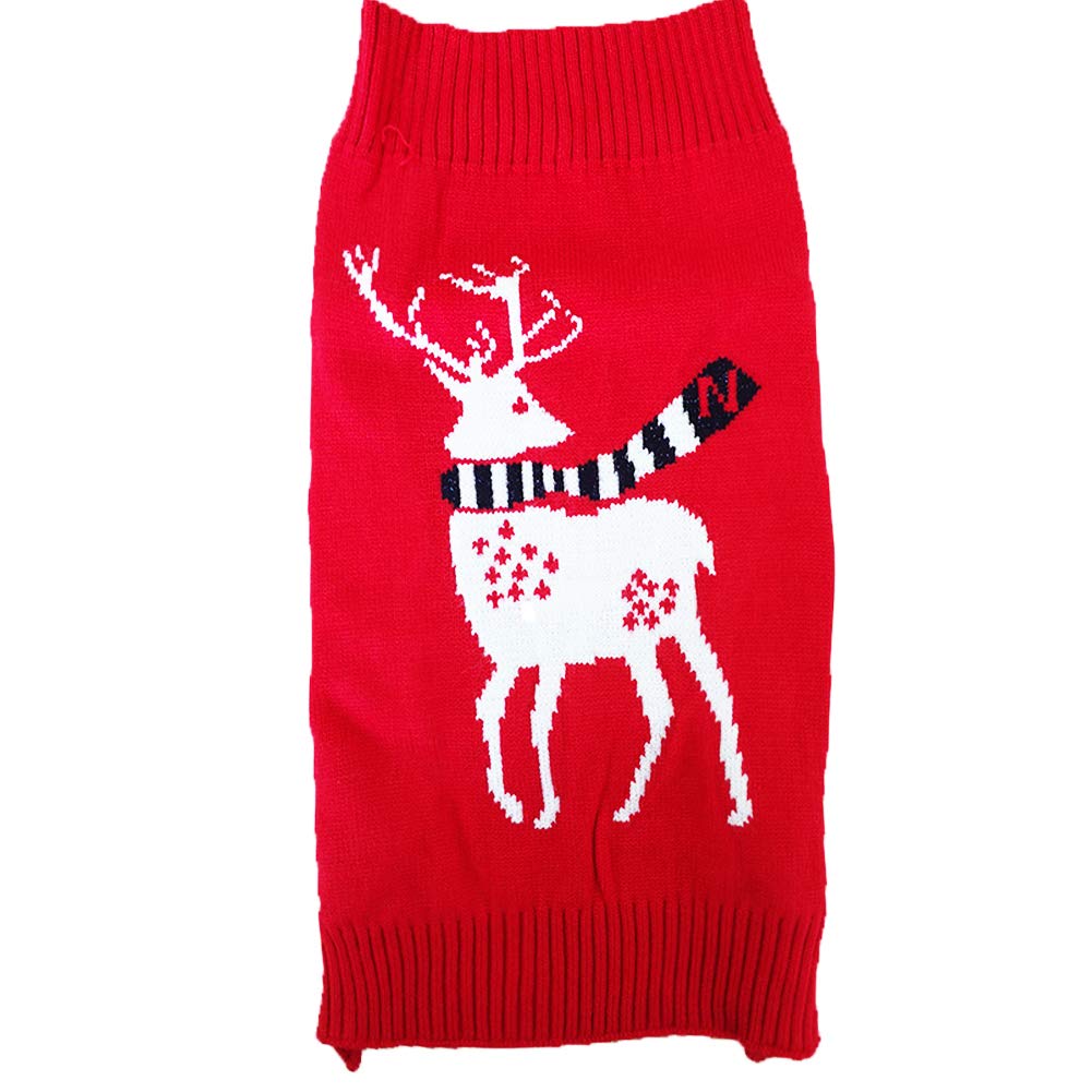 NACOCO Reindeer Christmas Sweater for Small Dogs & Cats - Cozy Holiday Pet Apparel for Xmas Parties & Winter Outings