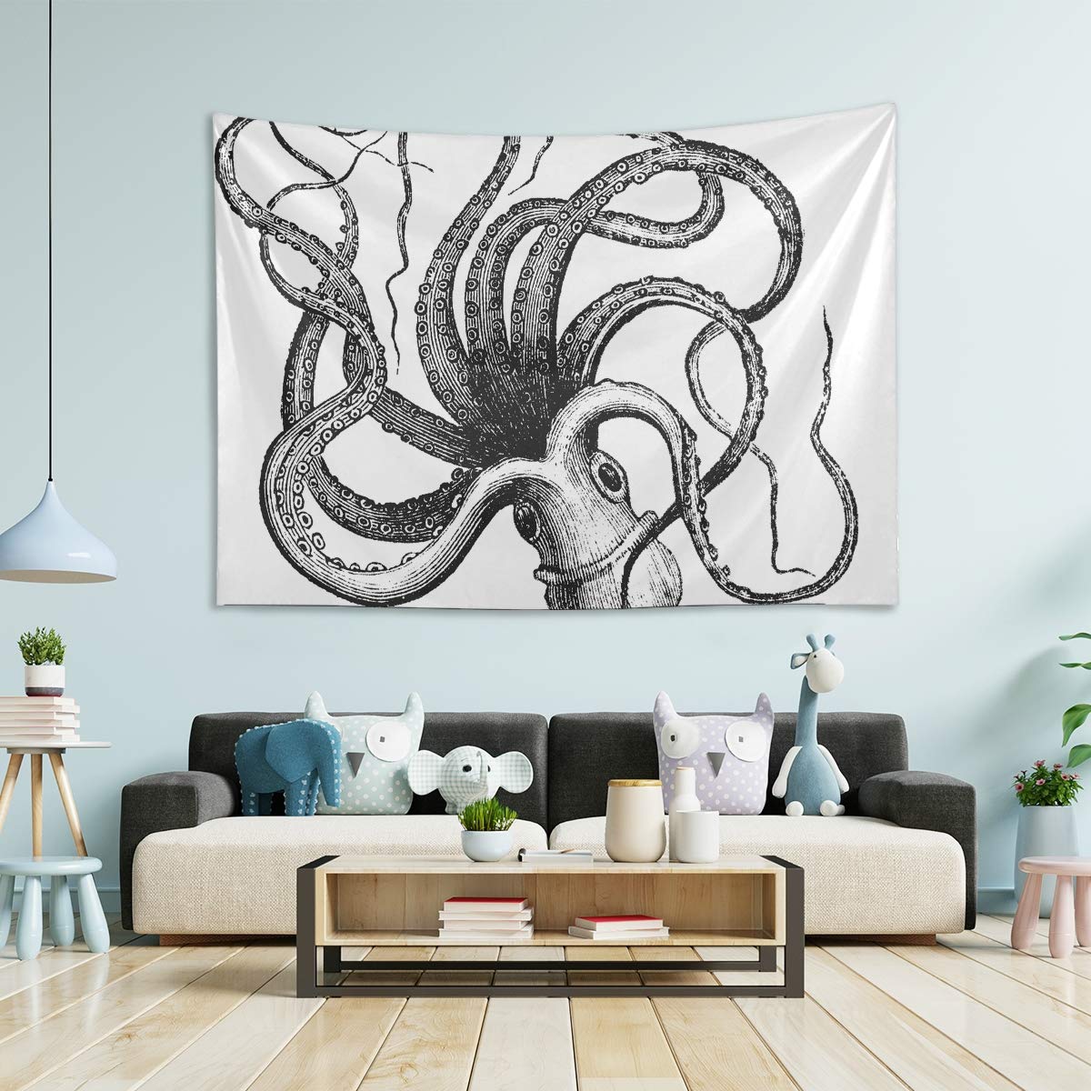 Large 60x50 Inch Octopus Wall Tapestry - Bohemian Sea Creature Bedroom Decor, Dorm Room Hanging Art, Living Room Throw Blanket | Perfect for Beach House, College Dorm & Meditation Space Decor