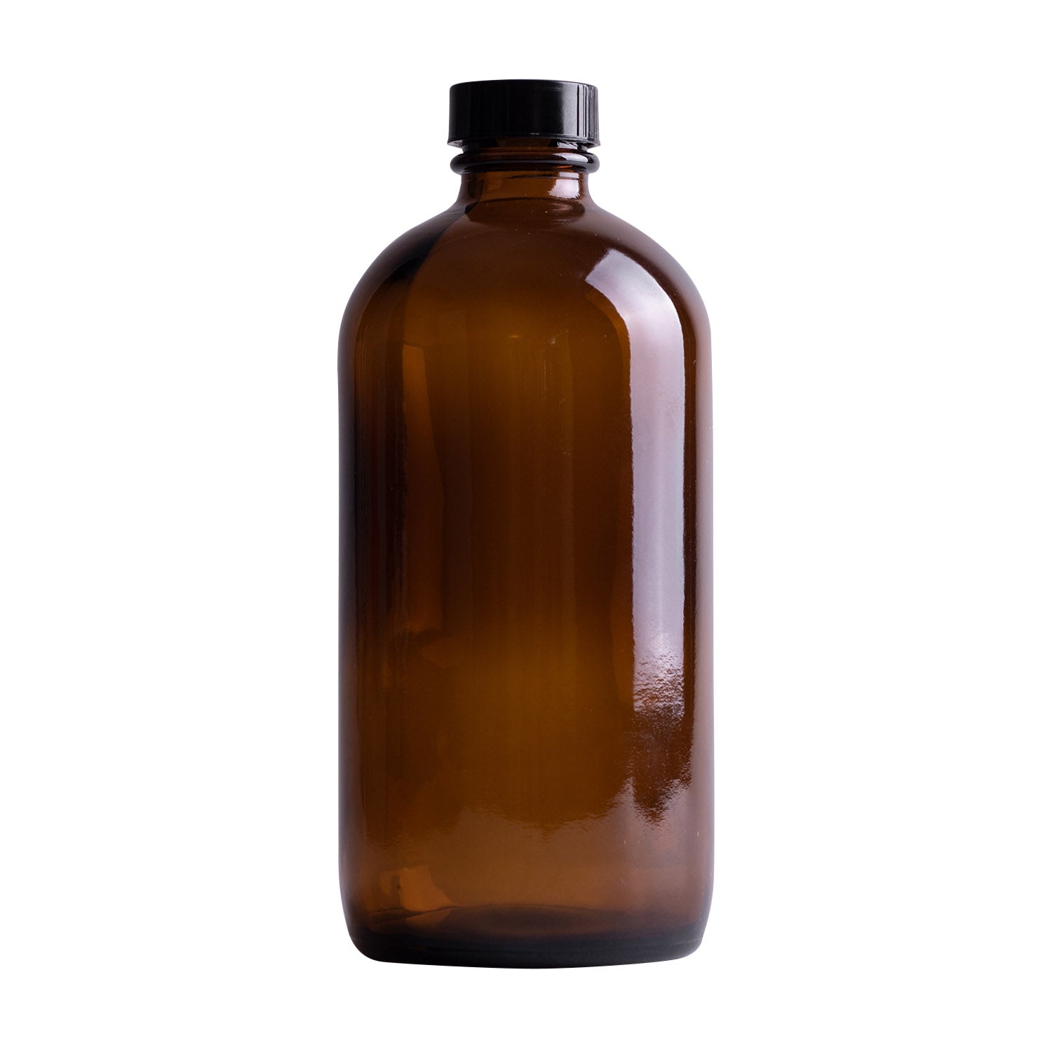 Premium Amber Glass Round Bottle with Black Lid - Ideal for Essential Oils, DIY Skincare & Home Storage Solutions