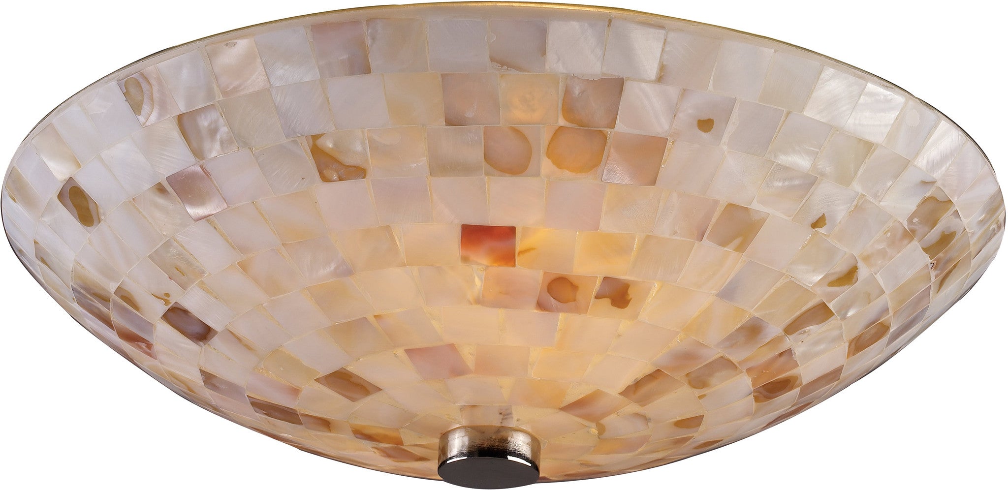 12W Capri 2-Light Flush Mount Ceiling Light Fixture in Satin Nickel with Beige Glass Shade - Perfect for Bedroom, Hallway, or Entryway Lighting