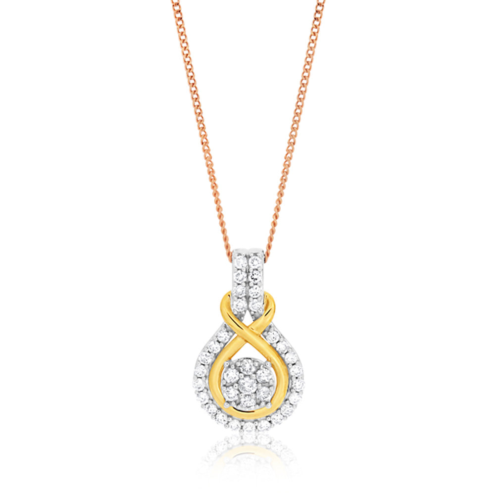 9ct White Gold Diamond Pendant Necklace - 0.10ct Round Cut Diamond Charm with 45cm (18