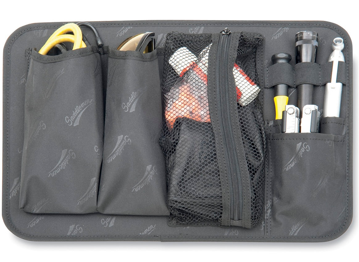 Saddlemen Aluminum Pannier Lid Organizer Set for BMW F800GS F700GS F650GS2 - Motorcycle Storage Solution for Adventure Touring & Daily Commuting