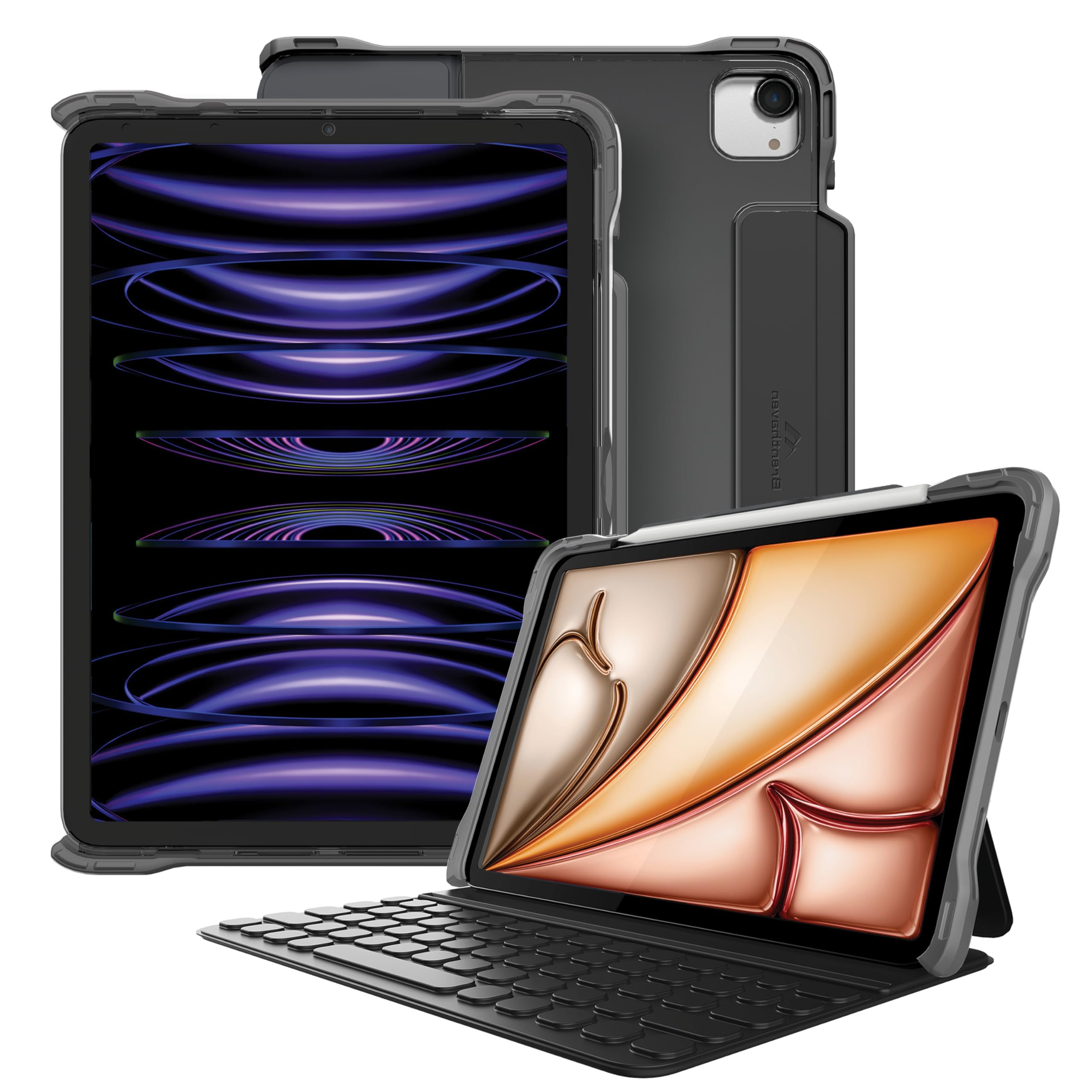 Brenthaven Edge Companion Hard Shell Protective Case for iPad Air 11 inch (M2) 2024 & iPad Air 5th/4th Gen 10.9 inch | iPad Pro 11-inch (4th/3rd/2nd Gen) - Shockproof Cover with Built-in Stand & Apple Pencil Holder - Perfect for Work, Travel & School - Gray