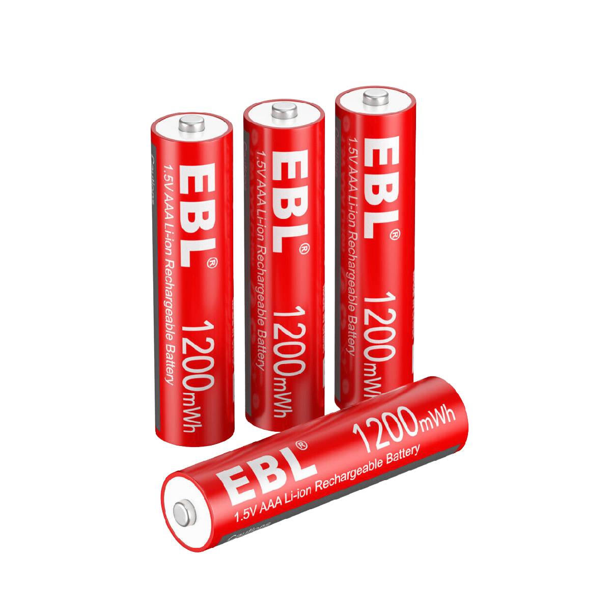 EBL 1.5V AAA Rechargeable Lithium Ion Batteries 1200mWh - Long Lasting Power for Cameras, Flashlights, Toys & Electronic Devices