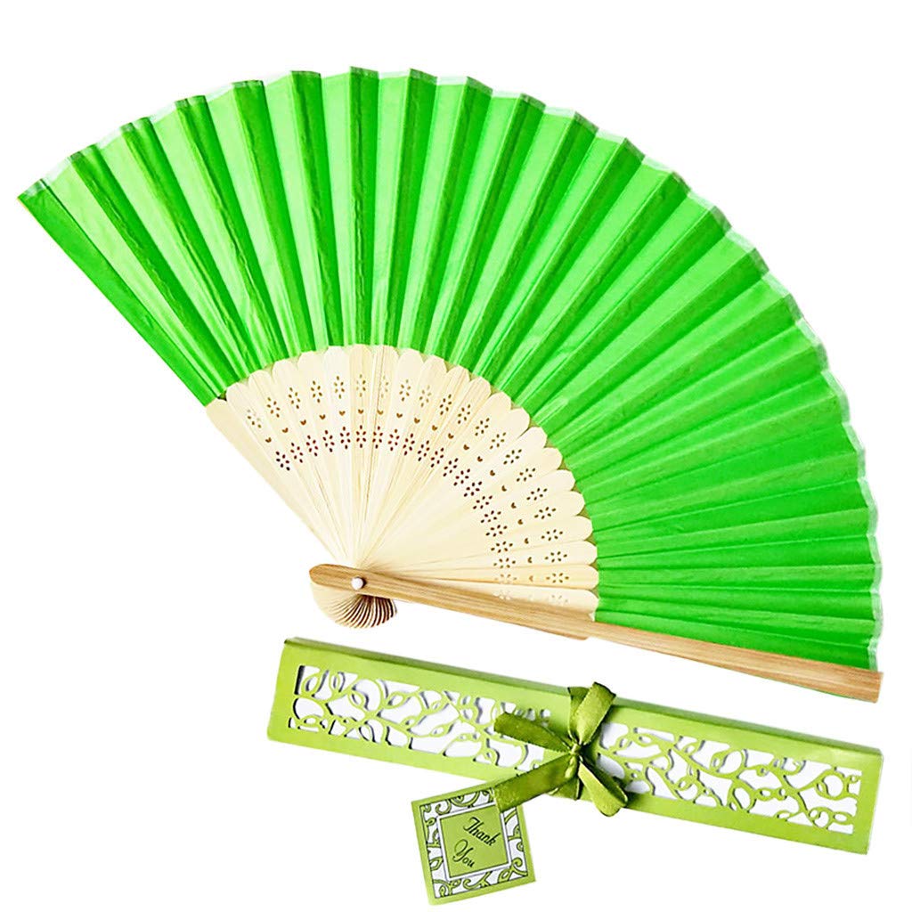 Elegant Green Silk Wedding Fan Gift Box - Perfect for Couples, Bridal Showers & Home Studio Photography with Ring Light & Tripod - Romantic Wedding Favors & Photo Prop Accessories