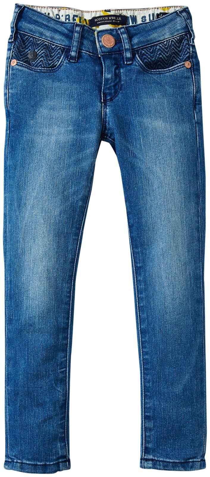 Scotch & Soda Girls' Classic Medium Wash Denim Jeans - Comfortable Stretch Pants for School, Playdates & Everyday Wear