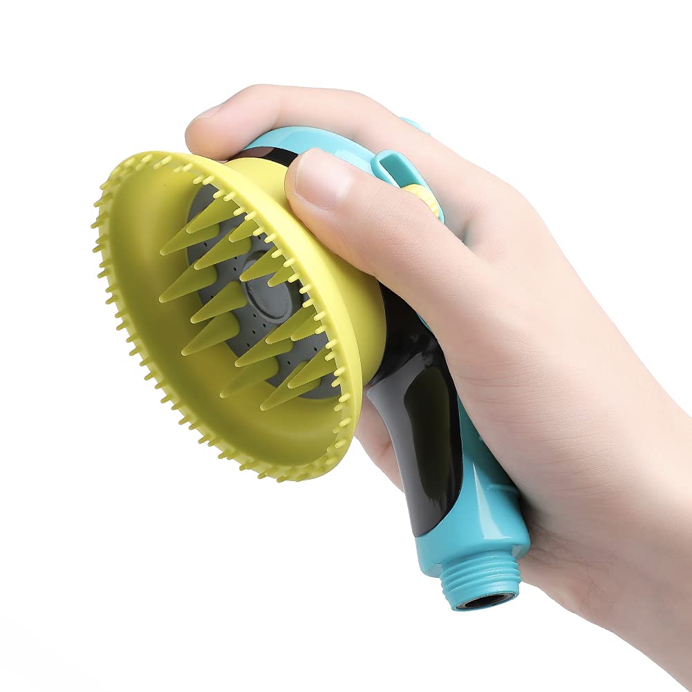 Pet Shower Sprayer Attachment for Dogs - Adjustable Water Flow & Massage Nozzle with Fluff Clean Function - Perfect for Bathing, Grooming & Washing Pets in Bathroom or Outdoor Use (Green)