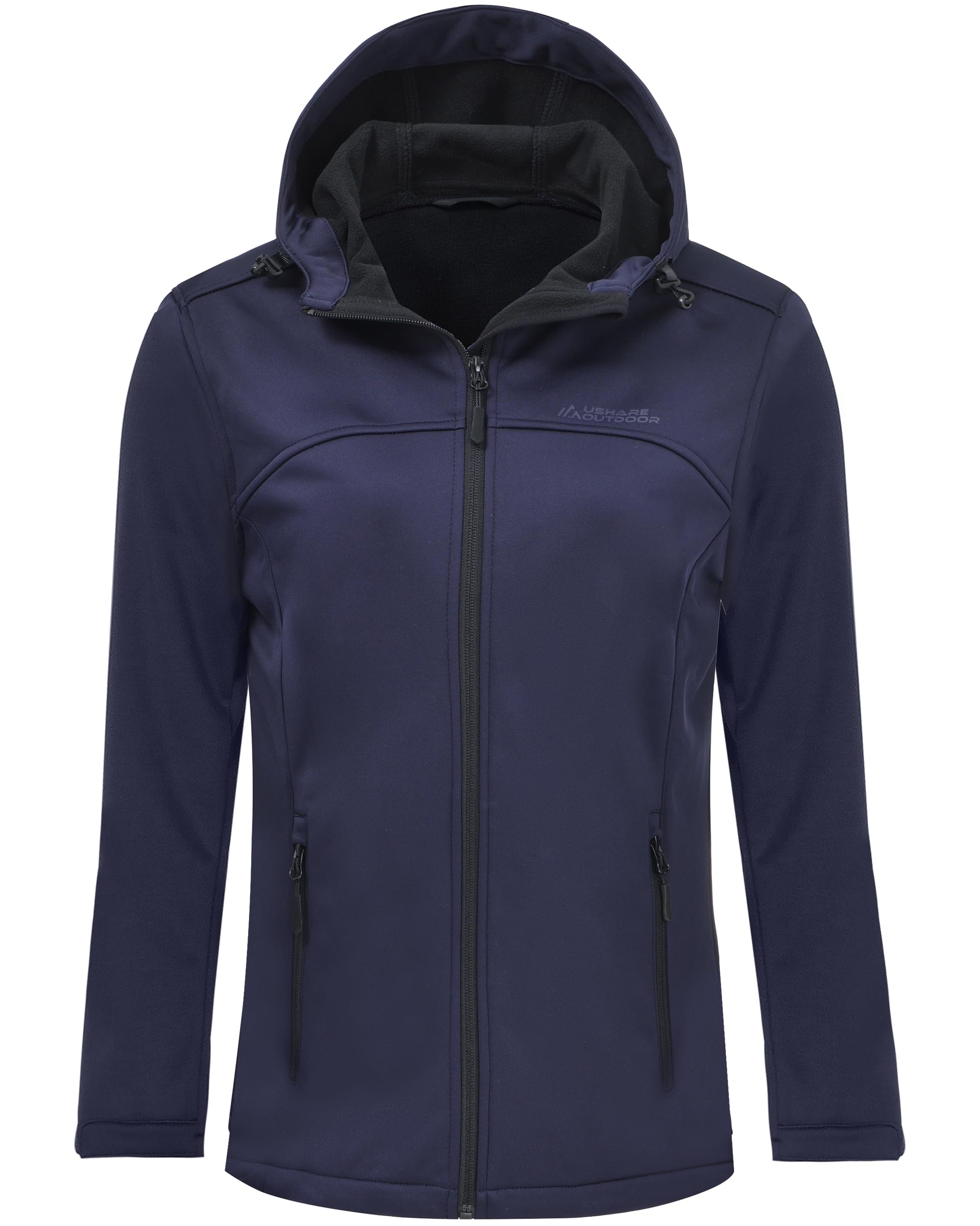 Women's Softshell Fleece-Lined Lightweight Waterproof Jacket with Hood - Windproof & Breathable for Outdoor Hiking, Camping & Winter Sports