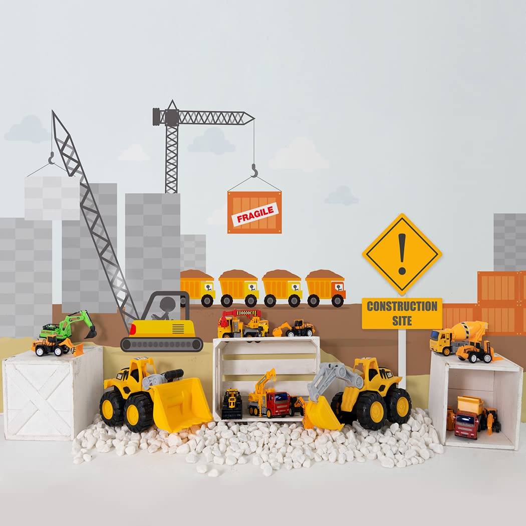 10x10ft Kids Toy Car Backdrop for Photography - Construction Site Engineering Vehicle Theme Baby Birthday Party Banner, Photo Booth & Cake Smash Tablecloth - Perfect for Children's Parties, Photo Shoots & Decorations