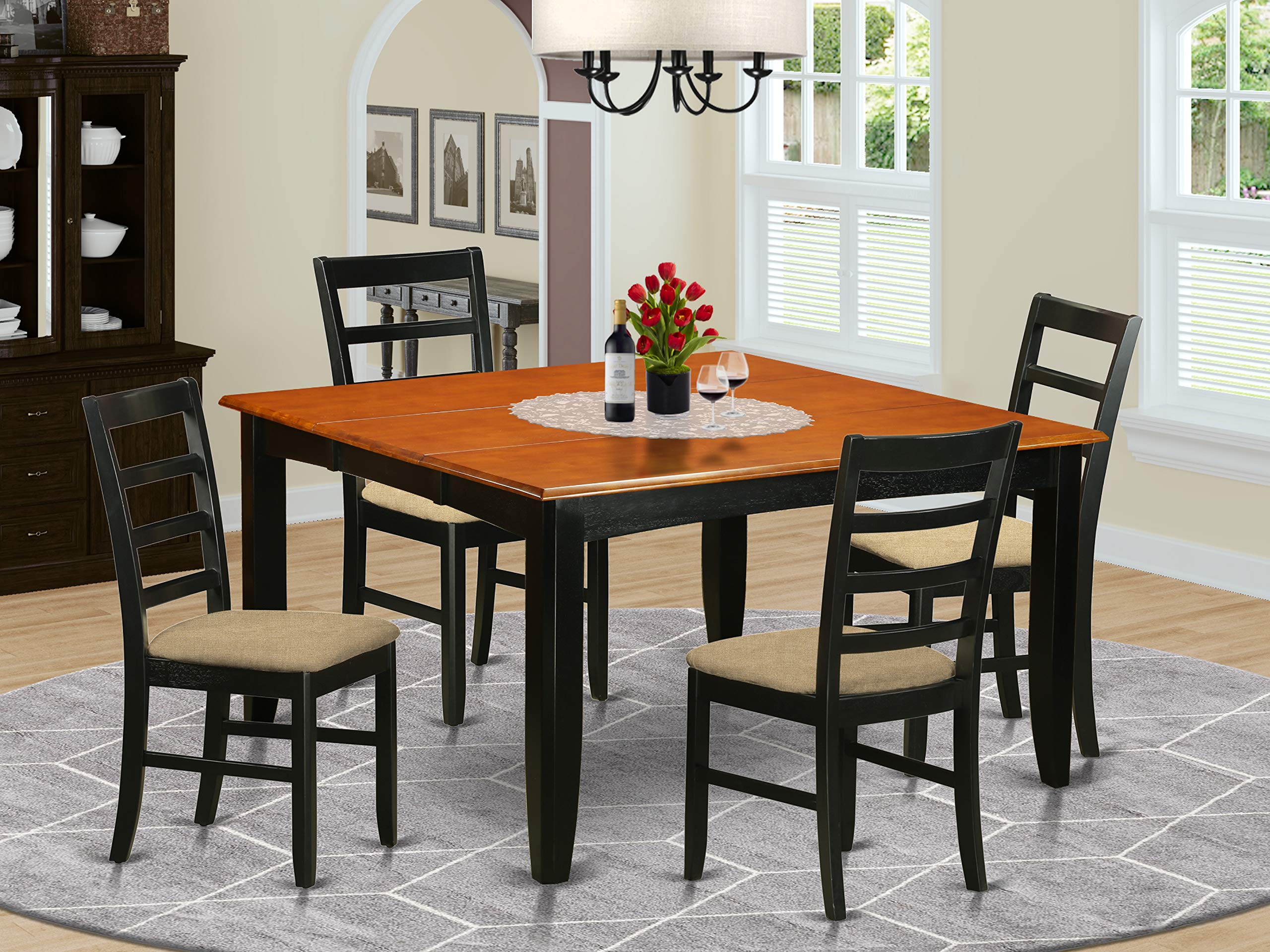 East West Furniture PARF5-BCH-C 5-Piece Modern Kitchen Dining Set with Chairs - Perfect for Small Spaces, Apartments & Breakfast Nooks
