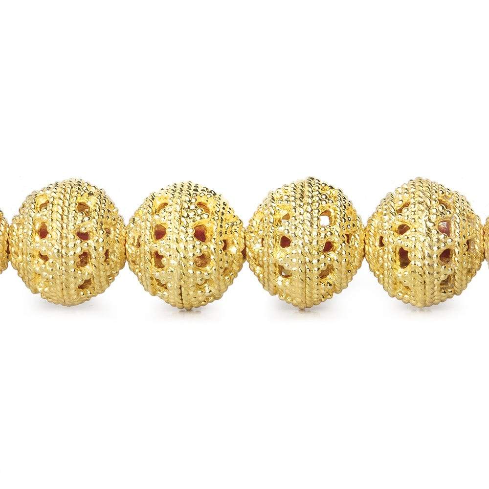 10mm 22kt Gold Plated Copper Bead Filigree Round - 8 Inch 21 Pieces Jewelry Making Supplies for Necklaces, Bracelets & DIY Crafts - Perfect for Boho, Vintage & Handmade Jewelry Designs