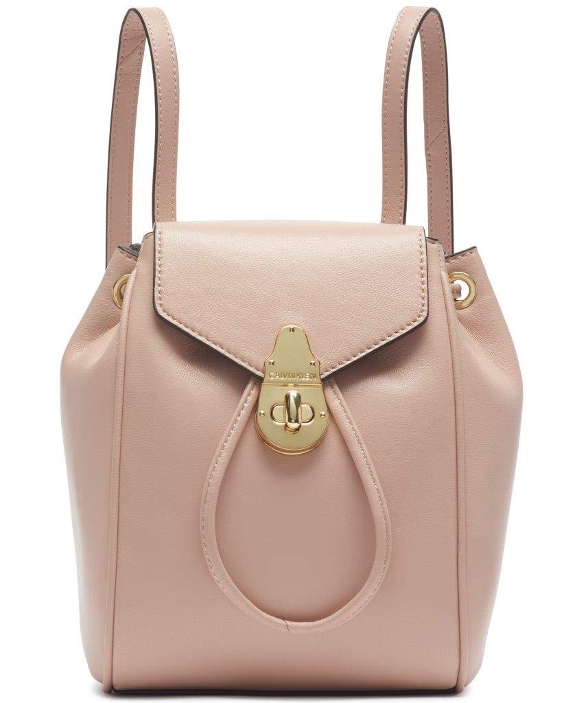 Calvin Klein Soft Lock Lamb Leather Small Convertible Backpack & Crossbody Bag for Women - Pale Rose | Stylish & Versatile Purse for Travel, Work & Everyday Use