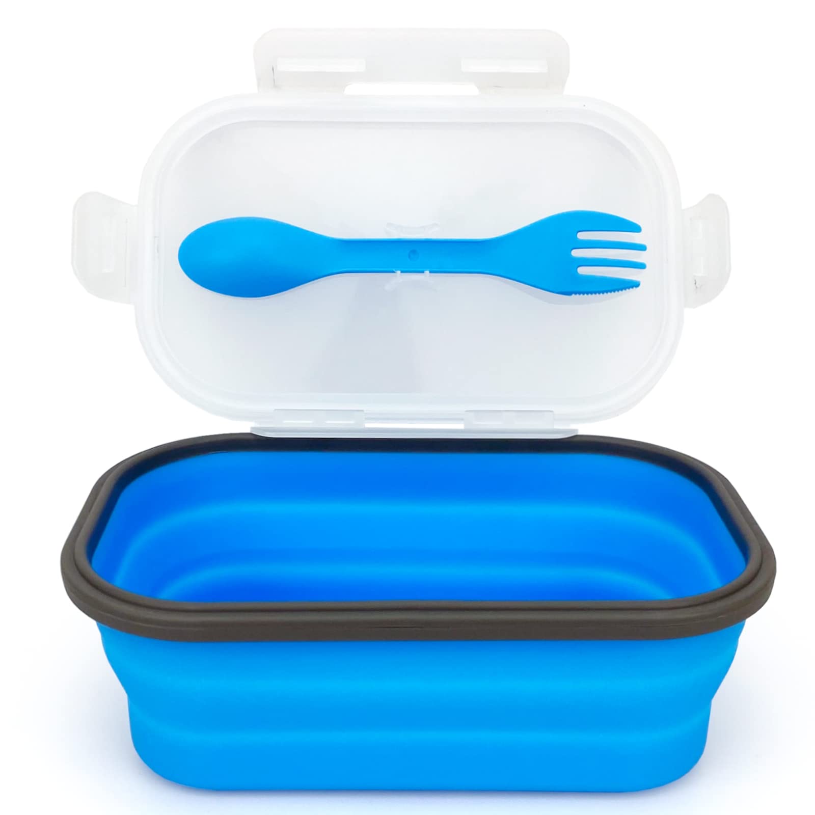 Collapsible Silicone Lunch Box - 1000ml Large Bento Container with Airtight Lid & 2-in-1 Utensil (Spoon/Fork) | Microwave & Dishwasher Safe | Perfect for Meal Prep, Office Lunch, Picnics & Travel