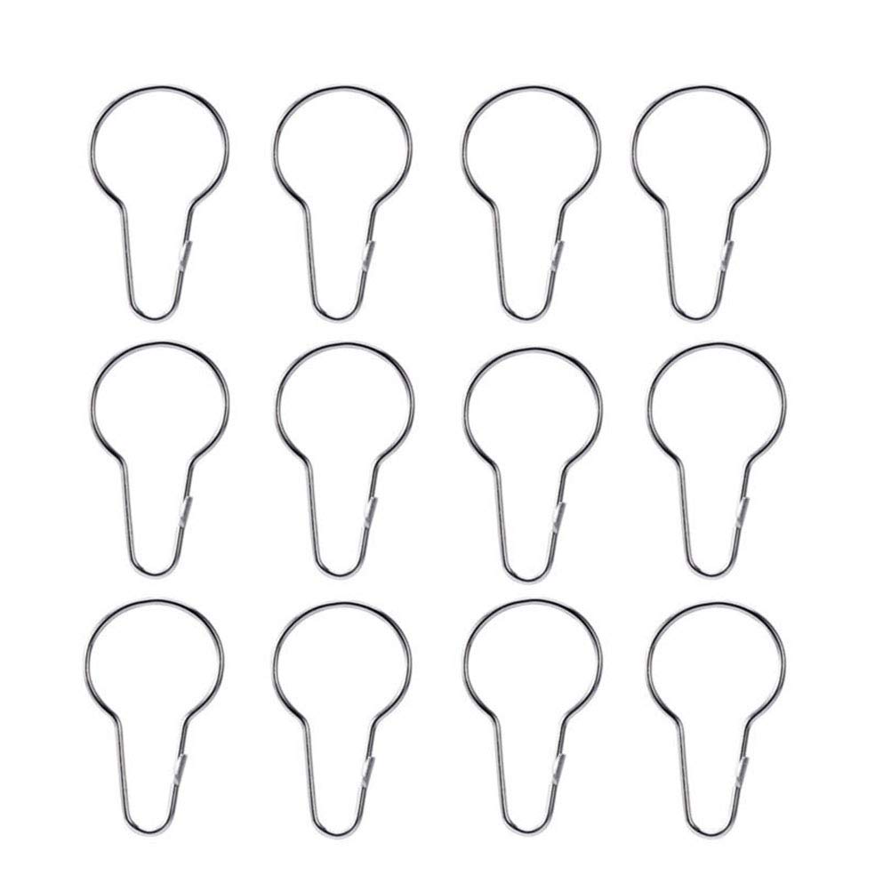 50 Pcs Silver Shower Curtain Hooks - Rustproof Metal Gourd Shaped Hooks for Bathroom & Living Room - Durable Window Display Hooks for Home Decor & Hotel Use - Perfect for Hanging Curtains, Drapes, and Decorative Fabrics in Bedrooms, Showers, and Living Spaces