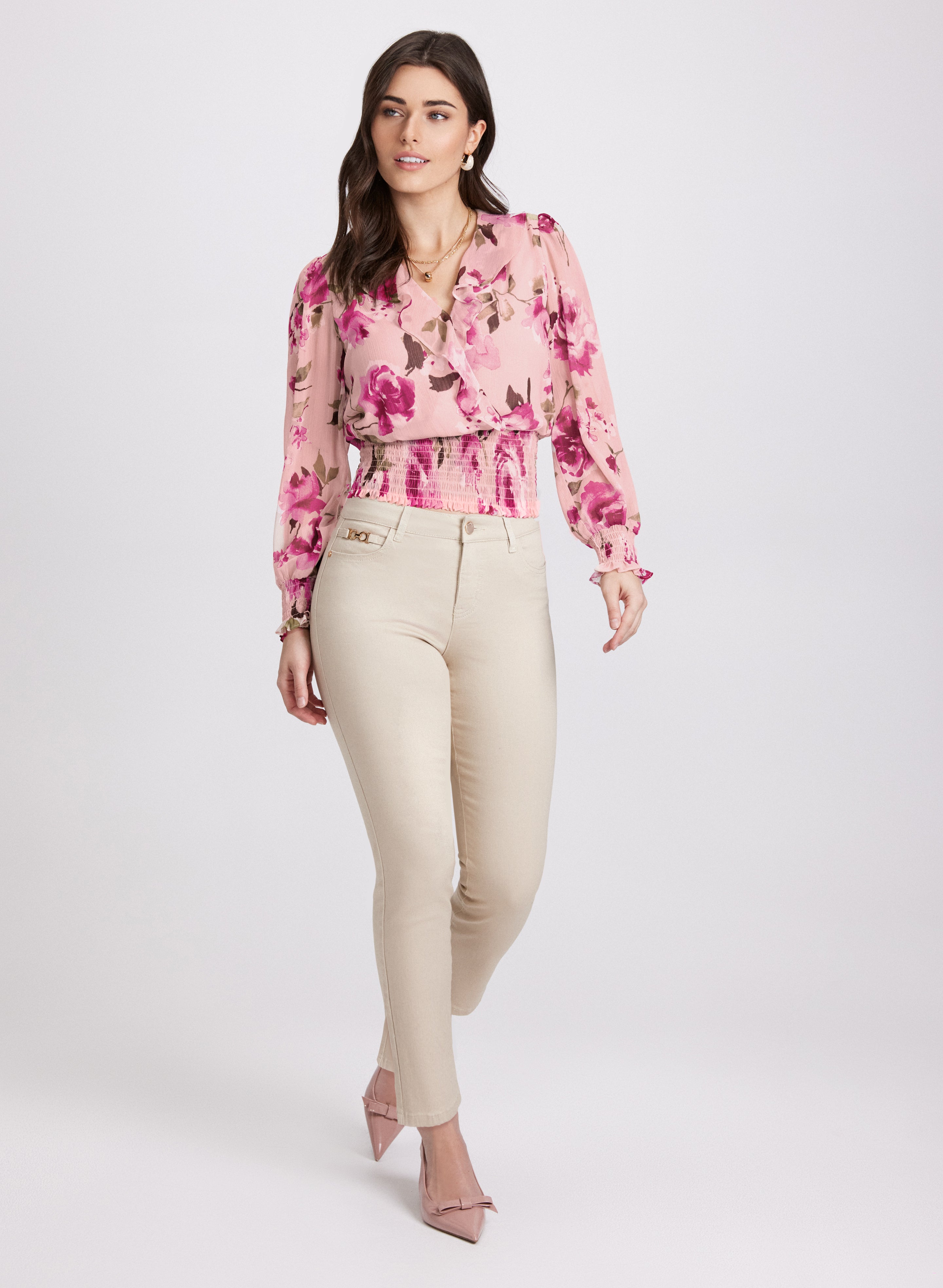 Floral Print Blouse for Women - Elegant Flowy Summer Tops - Perfect for Office, Date Night & Casual Outings