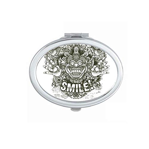 DIYthinker Chinese Style Monster Art Deco Fashion Mirror - Portable Foldable Double-Sided Makeup & Glasses Mirror - Perfect for Travel, Home Vanity, and Gift Giving
