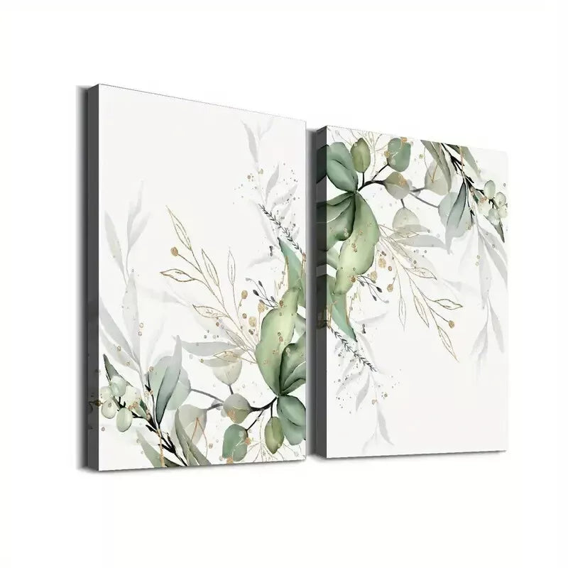 2-Piece Set Modern Minimalist Leaf Botanical Framed Wall Art 50x75cm - High Quality Canvas Print, Ready to Hang - 100% Australian Made - Perfect for Living Room, Bedroom & Office Decor