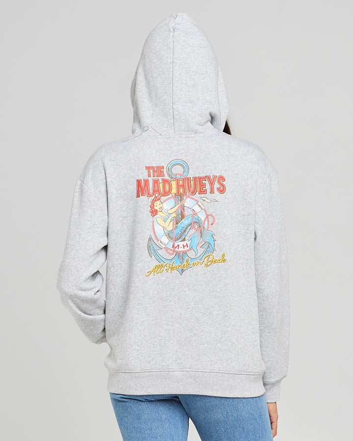 The Mad Hueys All Hands On Deck Women's Pullover Hoodie - Cozy Fleece Sweatshirt for Casual Wear & Outdoor Activities