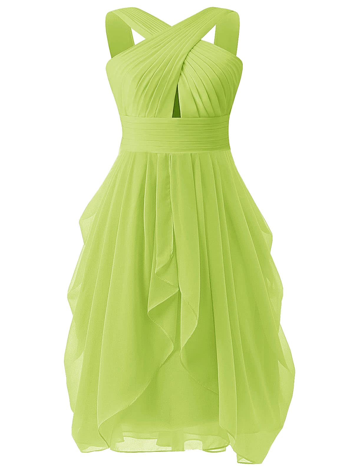 ISABUFEI Short Chiffon Bridesmaid Dresses for Wedding Guest - Elegant Pleated Prom Dress for Bridal Party, Bachelorette & Formal Events
