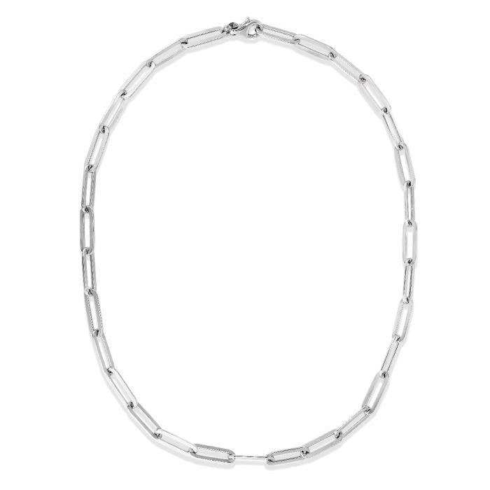 Premium Rhodium-Plated Sterling Silver 6MM Flat Paperclip Link Chain with Lobster Clasp - Unisex Jewelry (7.5