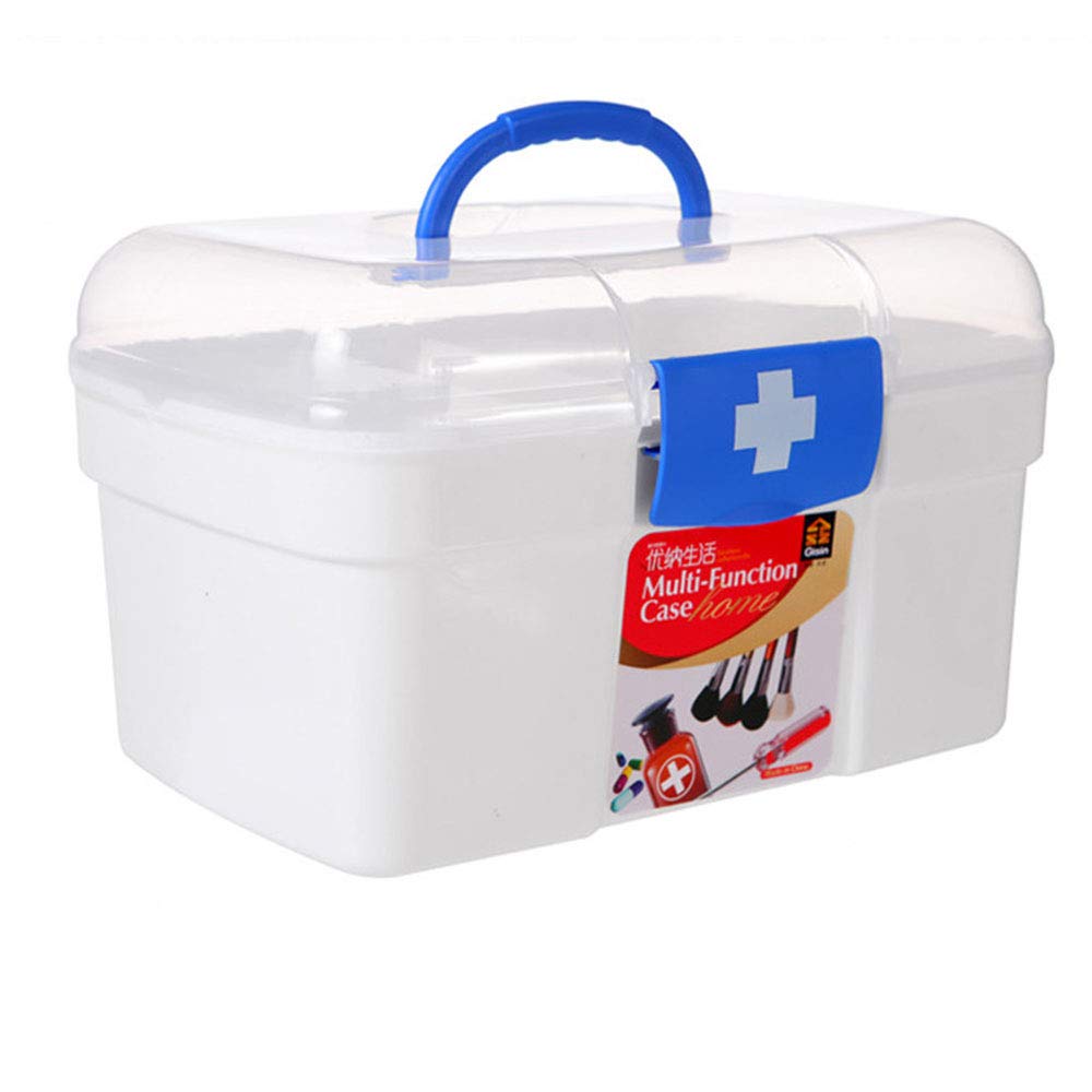 Portable Double Compartment Medicine Storage Box with Handle - Family First Aid Kit Organizer for Home, Travel & Emergency Use | Durable Healthcare Supply Case for Pills, Vitamins & Medical Supplies