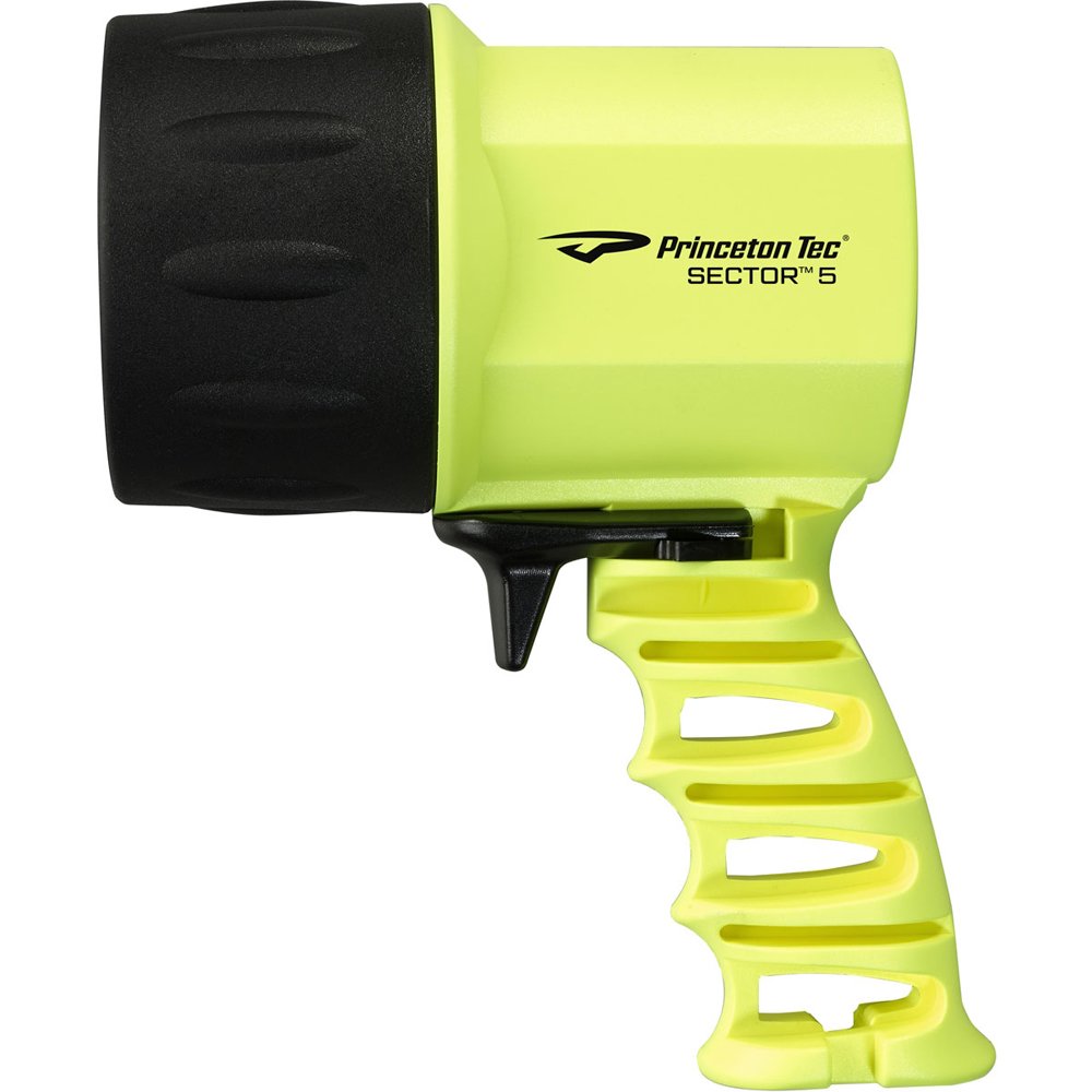 Princeton Tec Sector 5 LED Spotlight Flashlight - High Lumens Waterproof Camping Light for Outdoor Hiking, Emergency, Hunting (Neon Yellow)