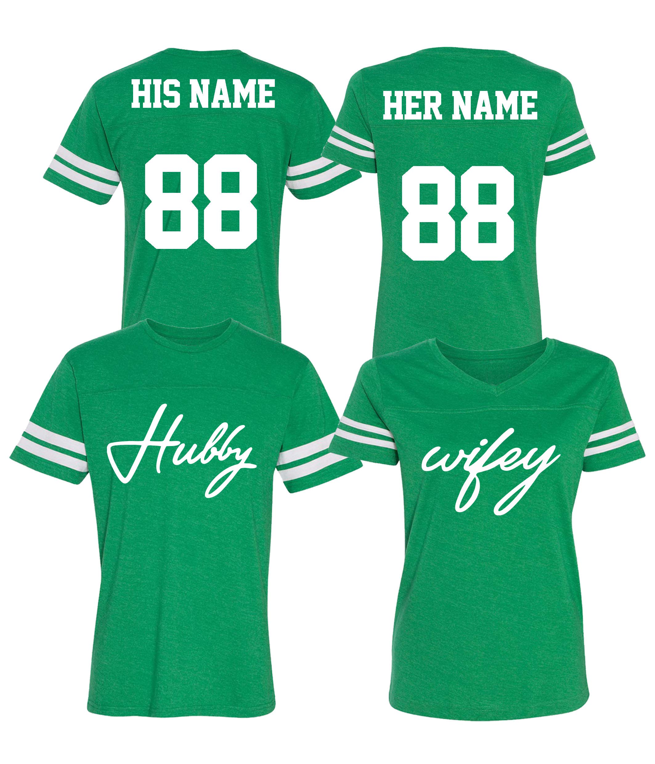 Custom Personalized Cotton Couple Jerseys - His & Her Matching Jersey Shirts for Anniversaries, Valentine's Day & Game Day Outfits