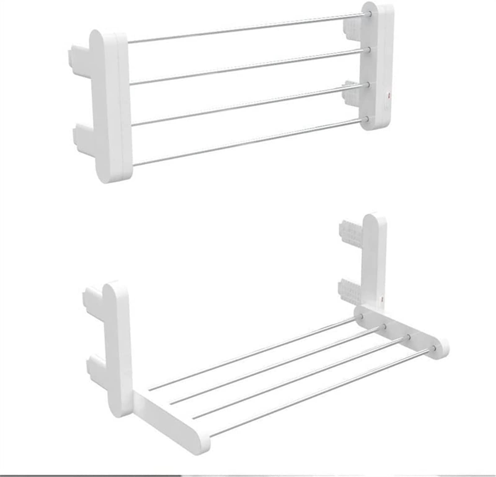 Electric Heated Towel Rack - Wall Mounted Bathroom Towel Warmer & Dryer - Foldable, No-Drill Installation - White Bathroom Shelf for Fast Drying Towels & Clothes - Perfect for Small Spaces, Apartments, and Luxury Bathrooms